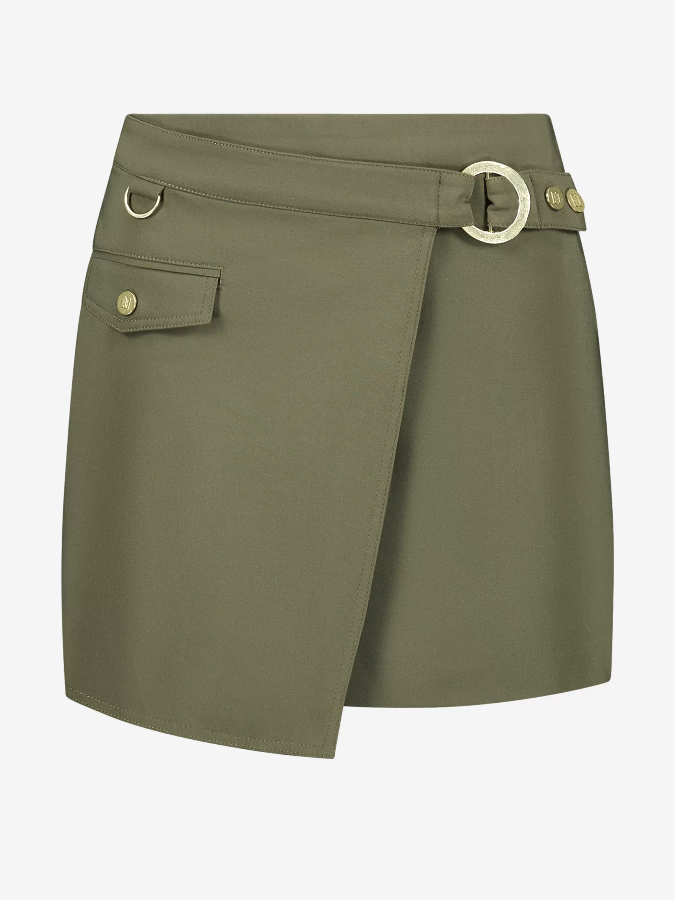 New NIKKIE Asymmetric skirt with belt Combat Green