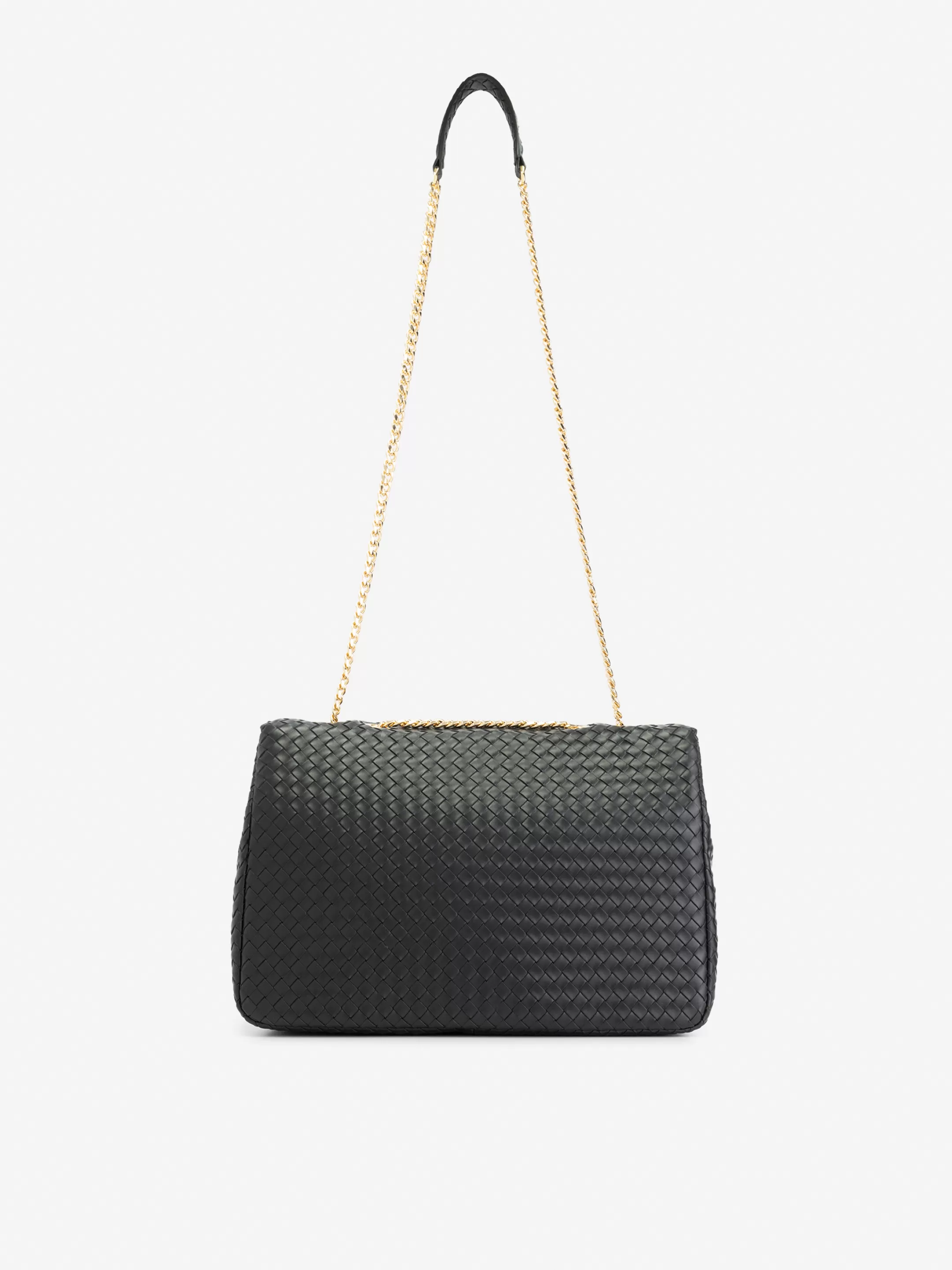 Discount NIKKIE Big braided shoulder bag with chain Black