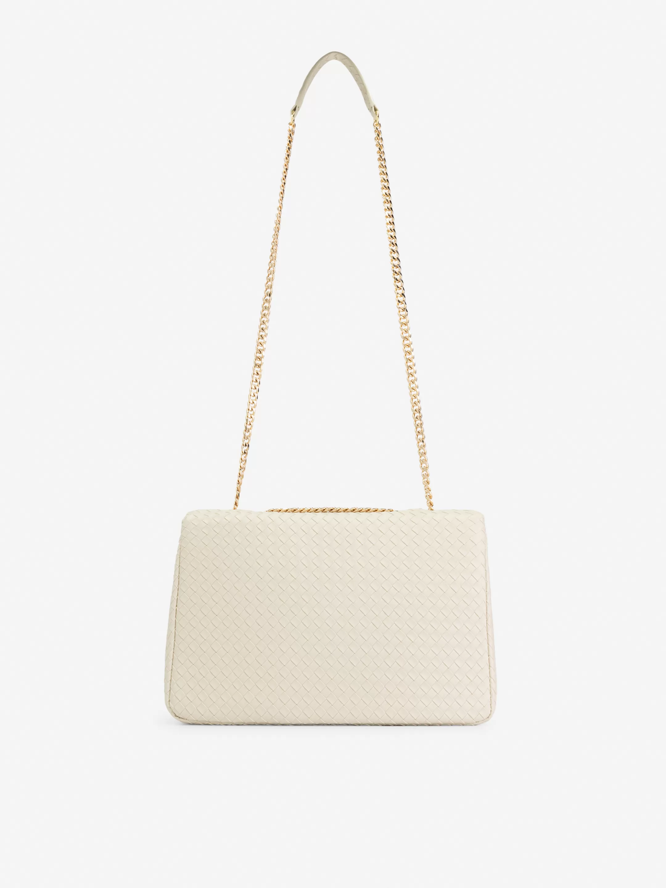 Cheap NIKKIE Big braided shoulder bag with chain Cream