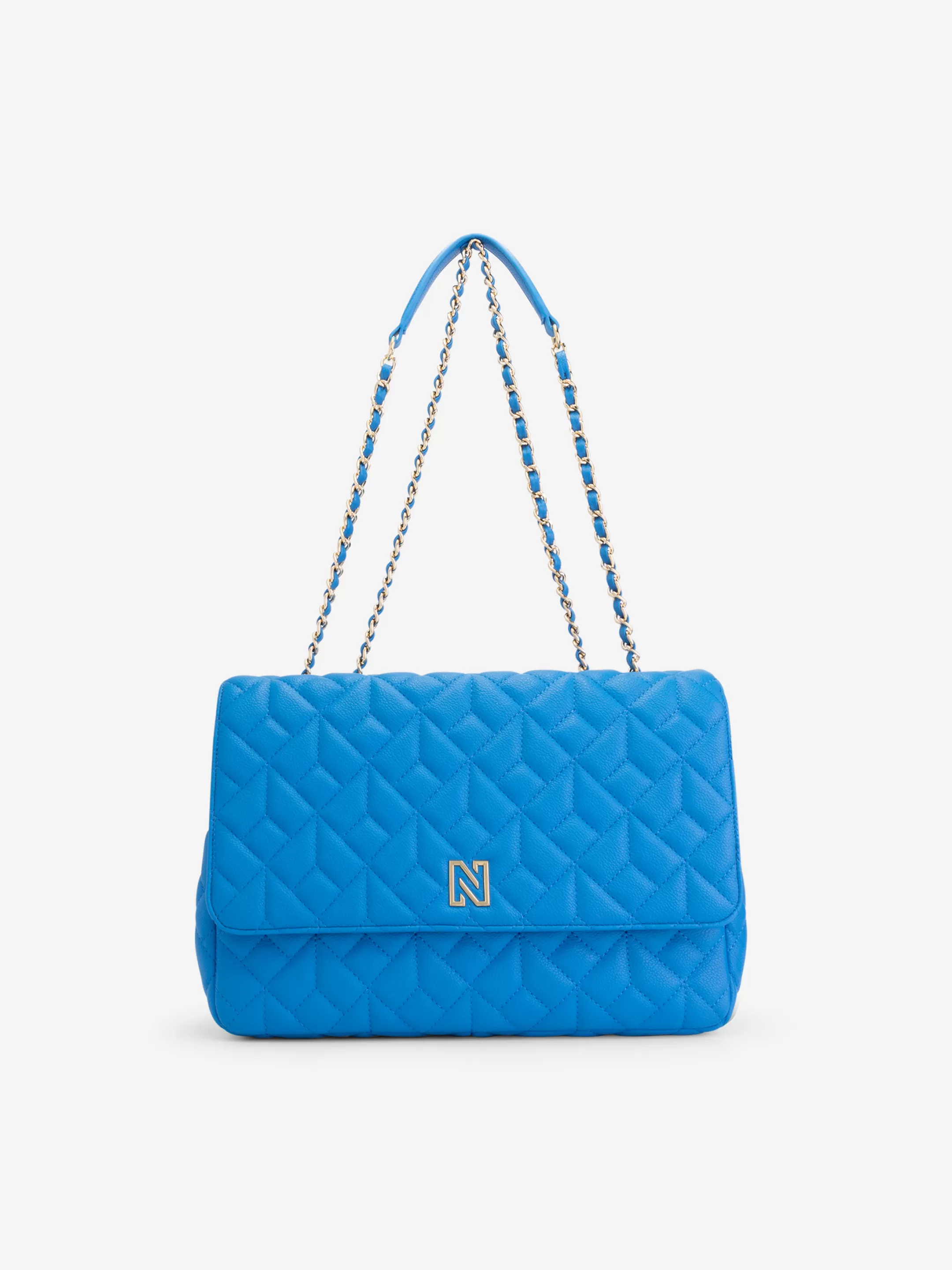 Cheap NIKKIE Big Quilted shoulder bag with chain Dresden Blue