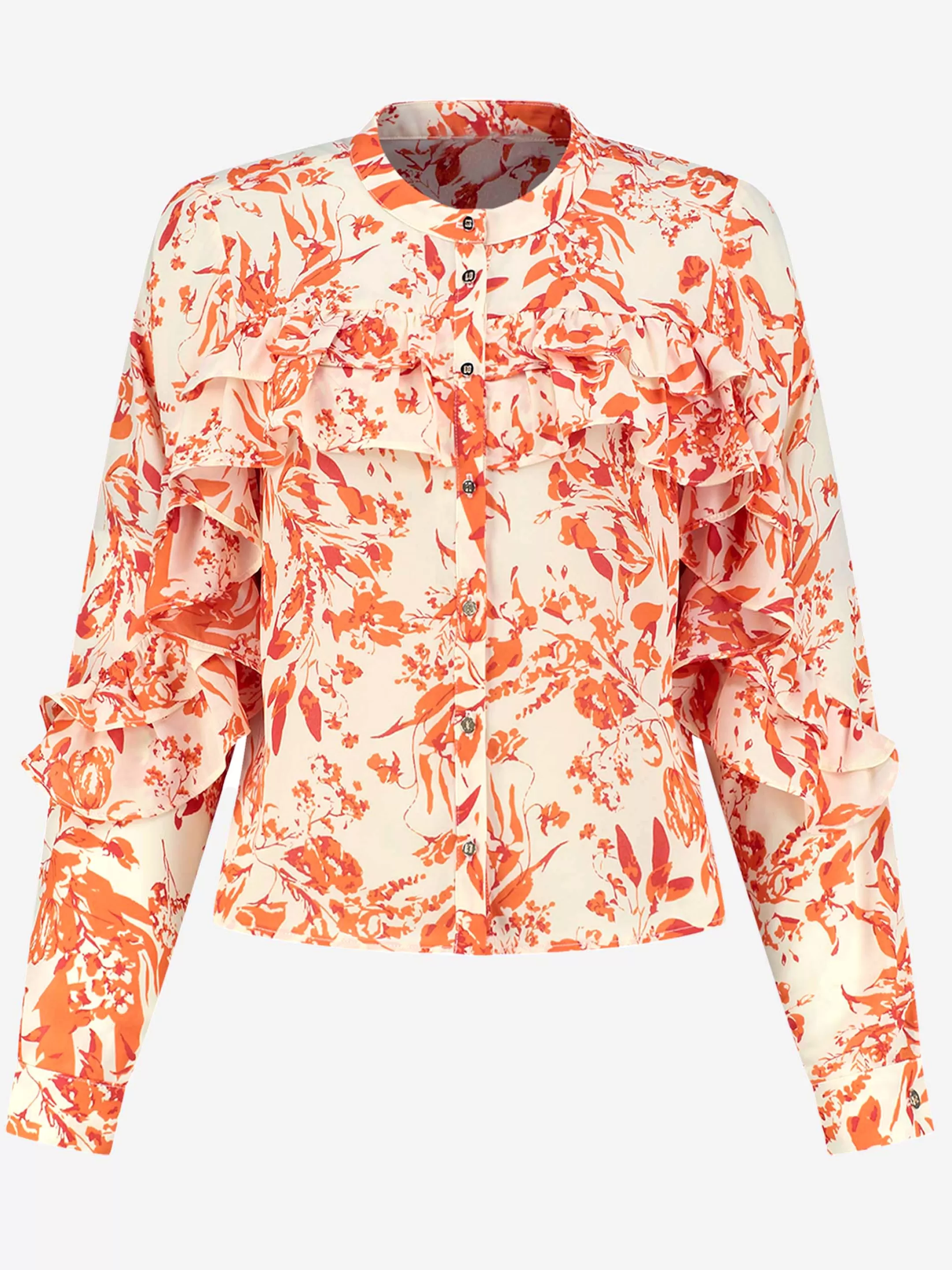 Hot NIKKIE Blouse with ruffles Sun Orange/Cream