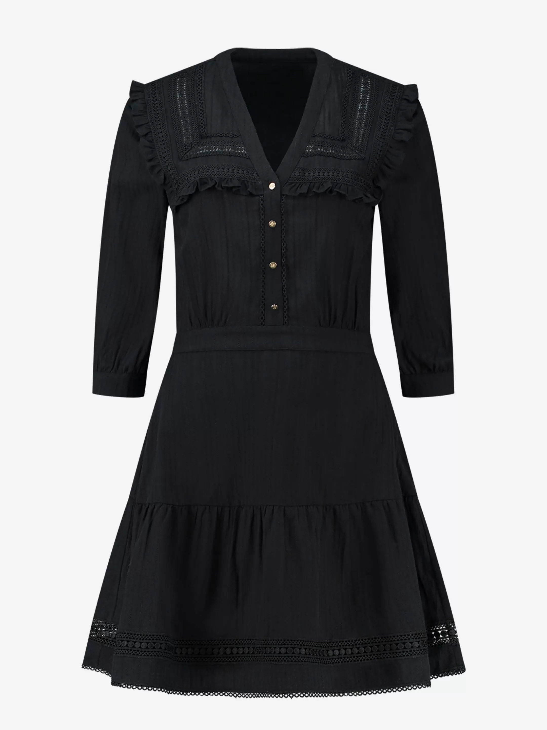 Fashion NIKKIE Cotton Dress with embroidery Black
