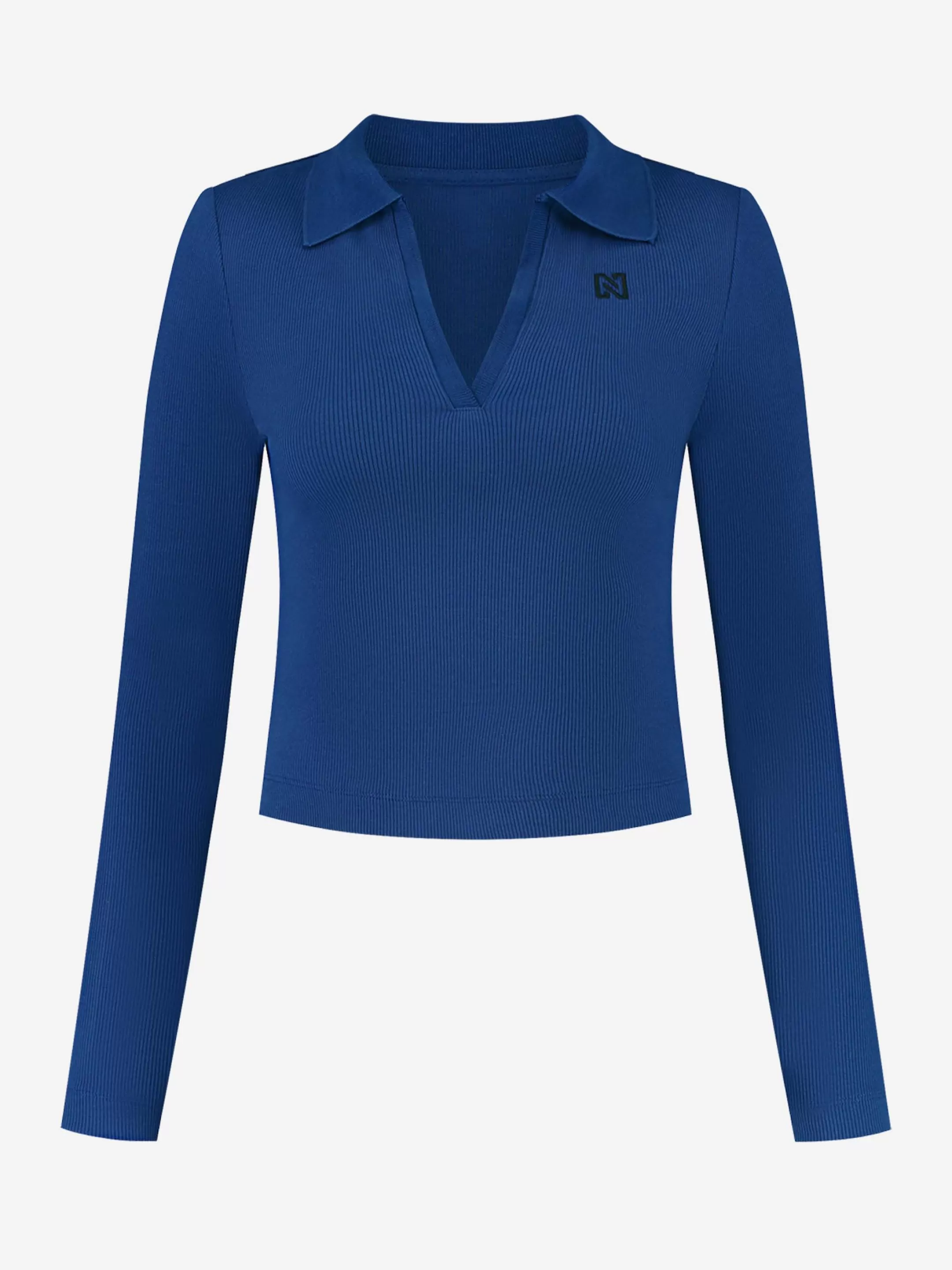 Discount NIKKIE Cropped long-sleeved top with collar Royal Blue