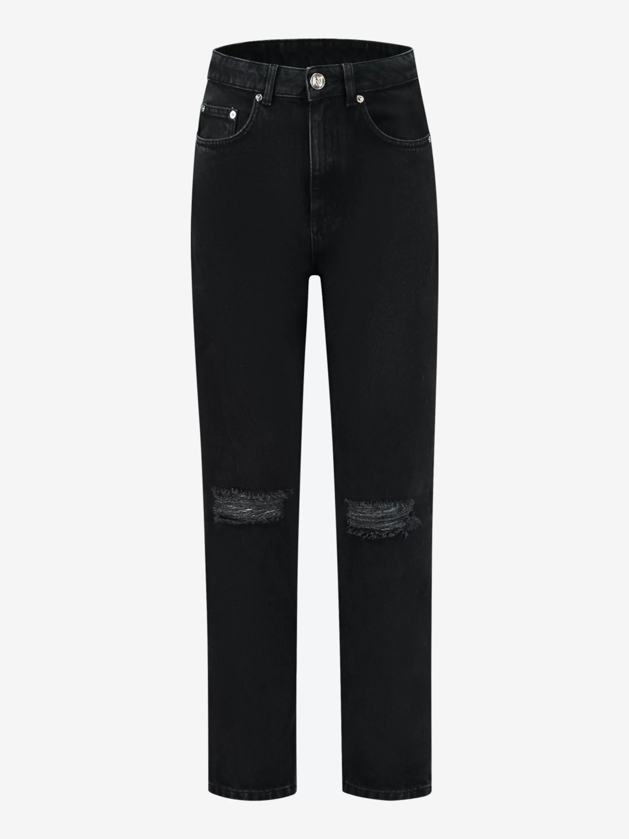 Discount NIKKIE Destroyed denim jeans with high rise Black