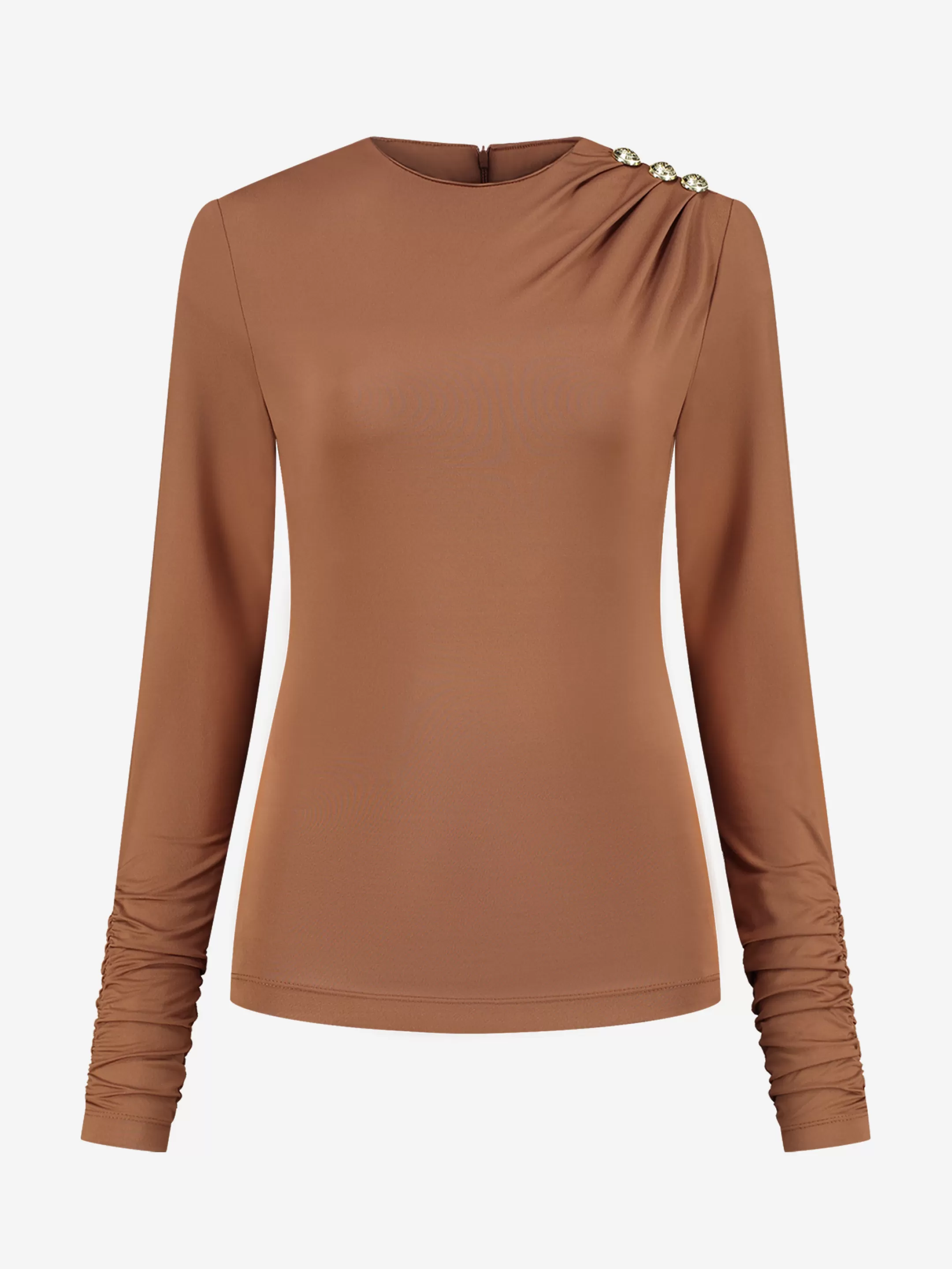 Clearance NIKKIE Draped shoulder top Autumn Brown
