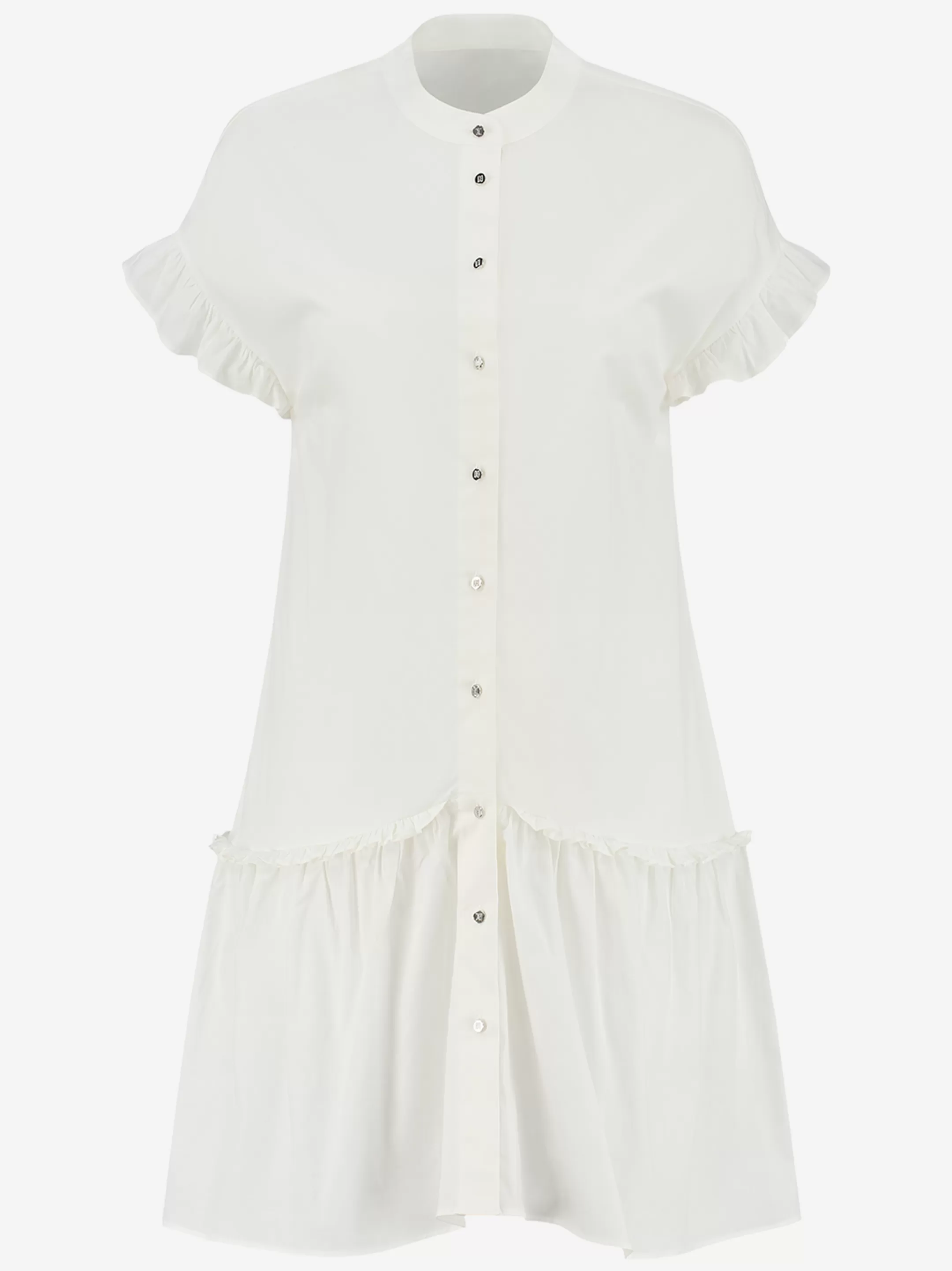 Hot NIKKIE DRESS WITH BUTTONS AND RUFFLES Star White