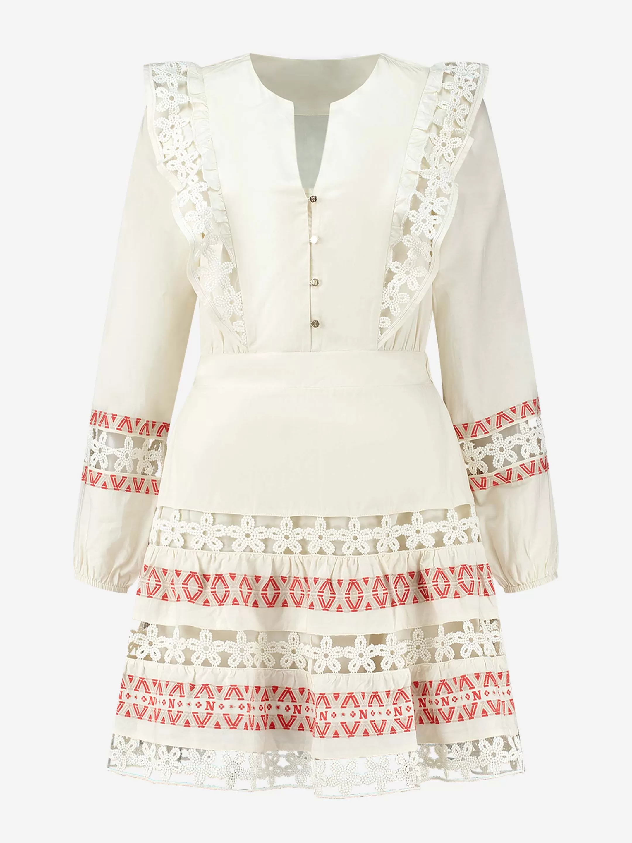 Discount NIKKIE Dress with cut out embroidery Cream