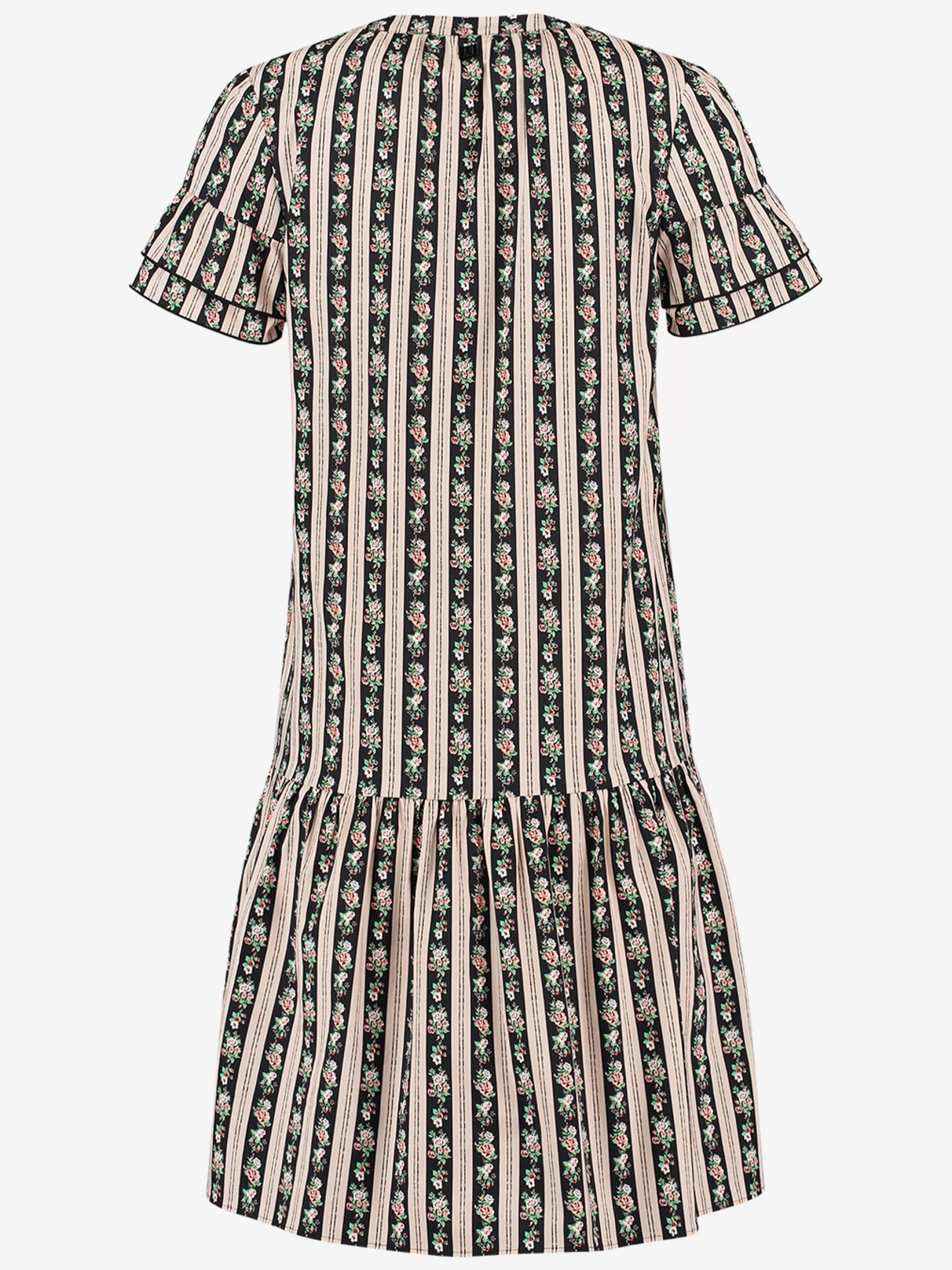 New NIKKIE DRESS WITH FLOWER PRINT AND RUFFLES Black