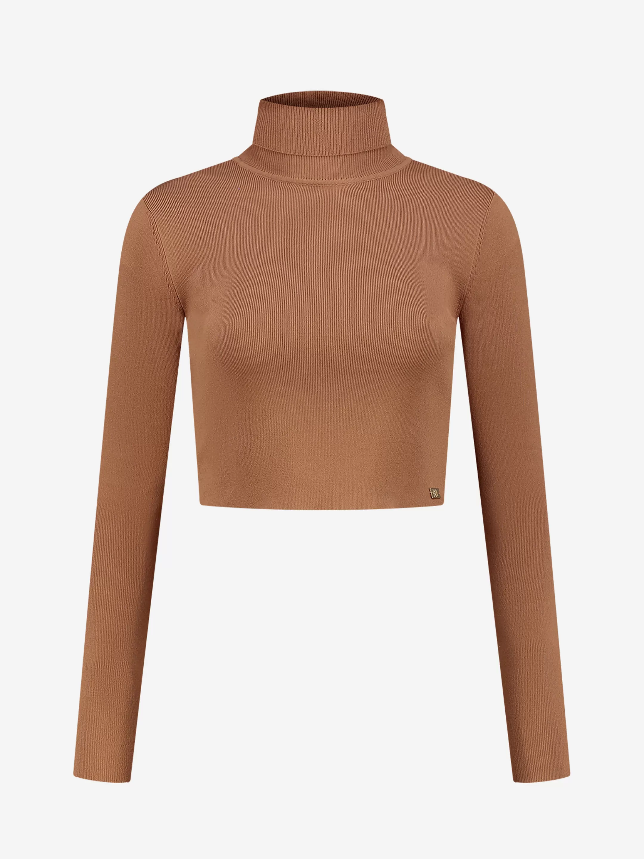 Fashion NIKKIE Fitted cropped longsleeve with turtle neck    Autumn Brown
