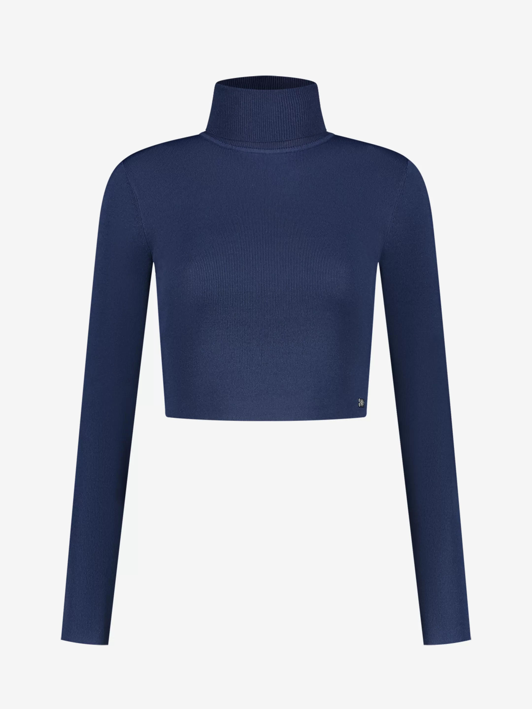 Clearance NIKKIE Fitted cropped longsleeve with turtle neck    Deep blue