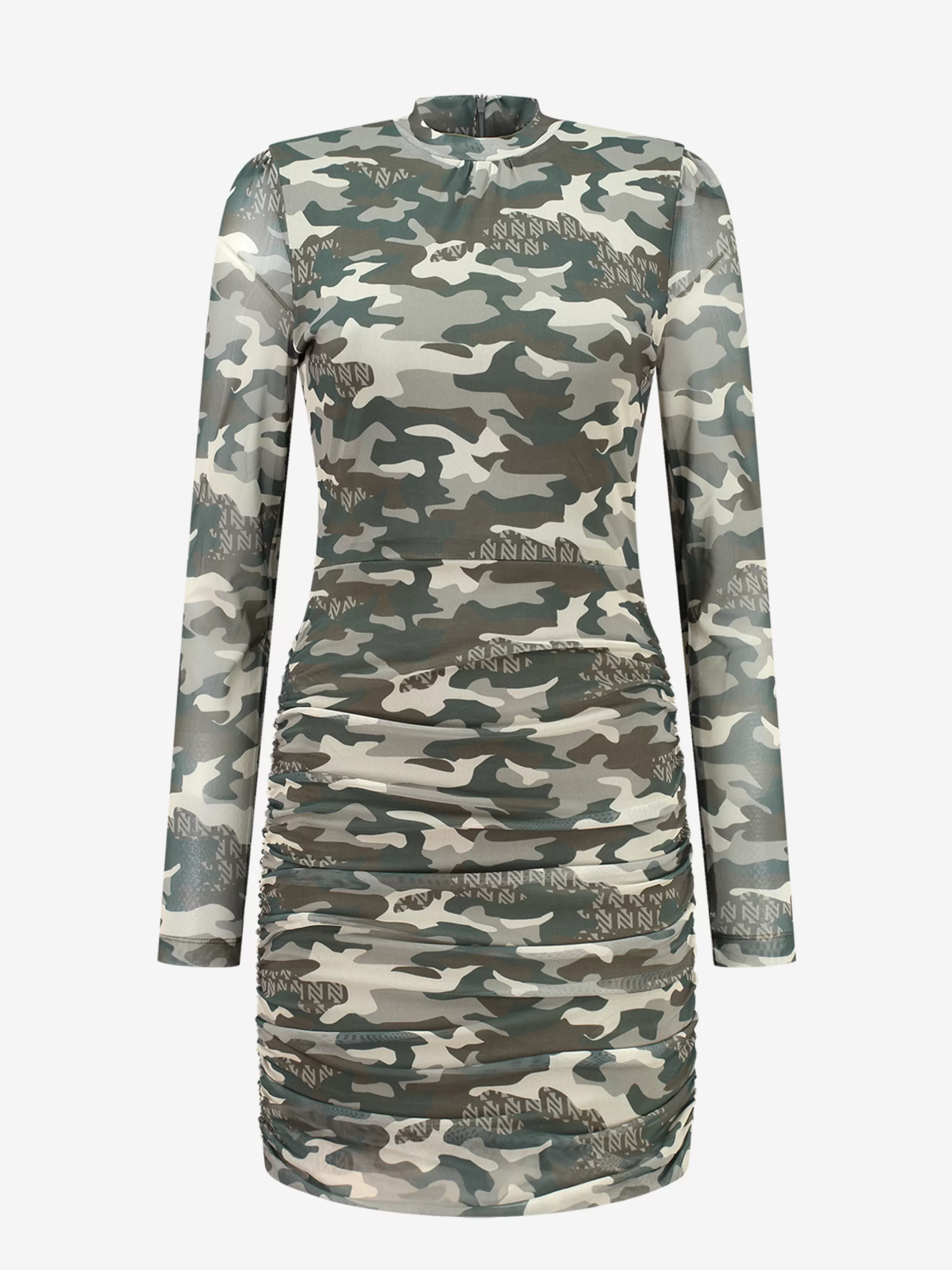 Fashion NIKKIE Fitted dress with all-over print Combat Green