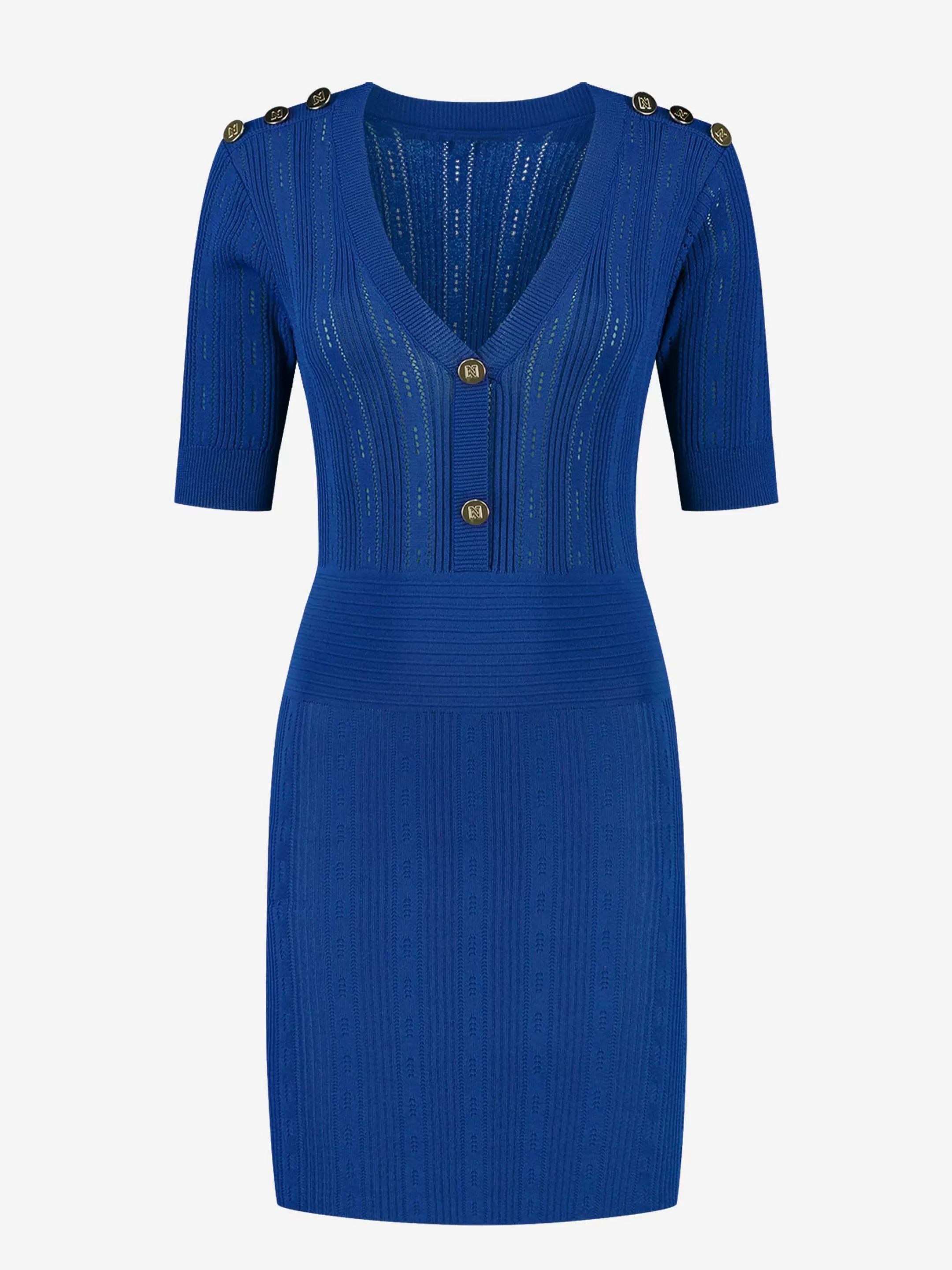Clearance NIKKIE Fitted dress with buttons Royal Blue