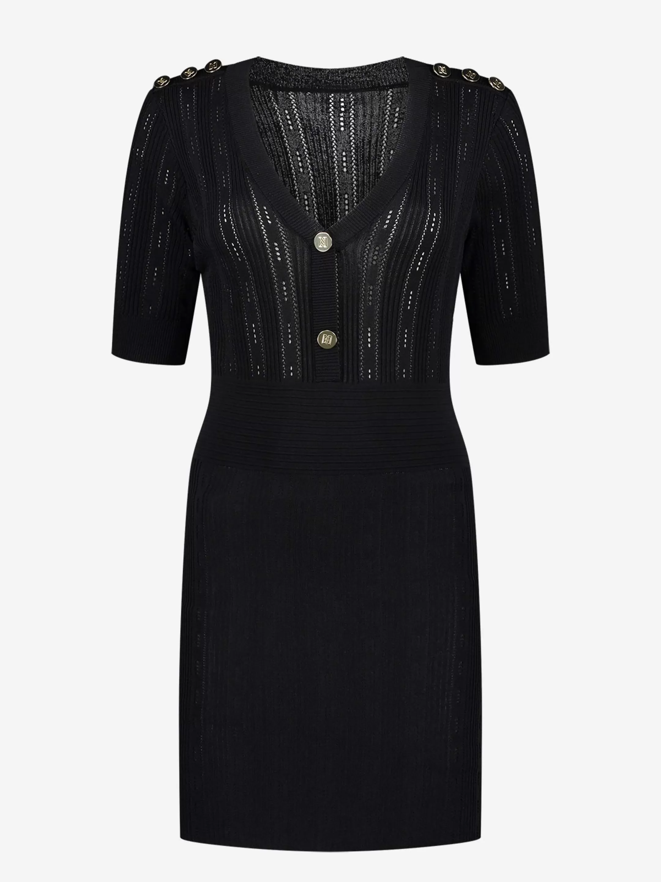 Discount NIKKIE Fitted dress with buttons Black