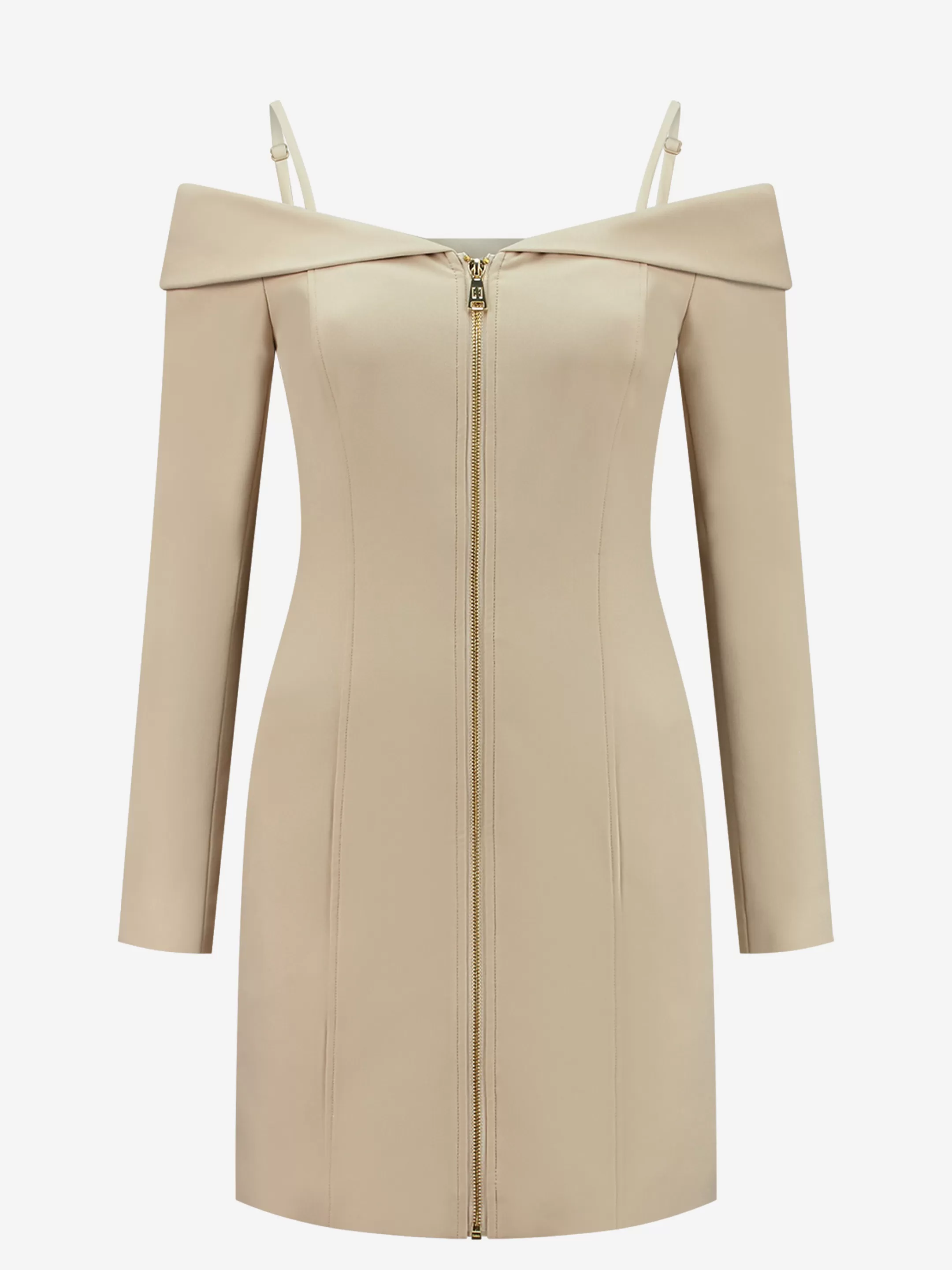 Sale NIKKIE Fitted dress with front zipper Hummus