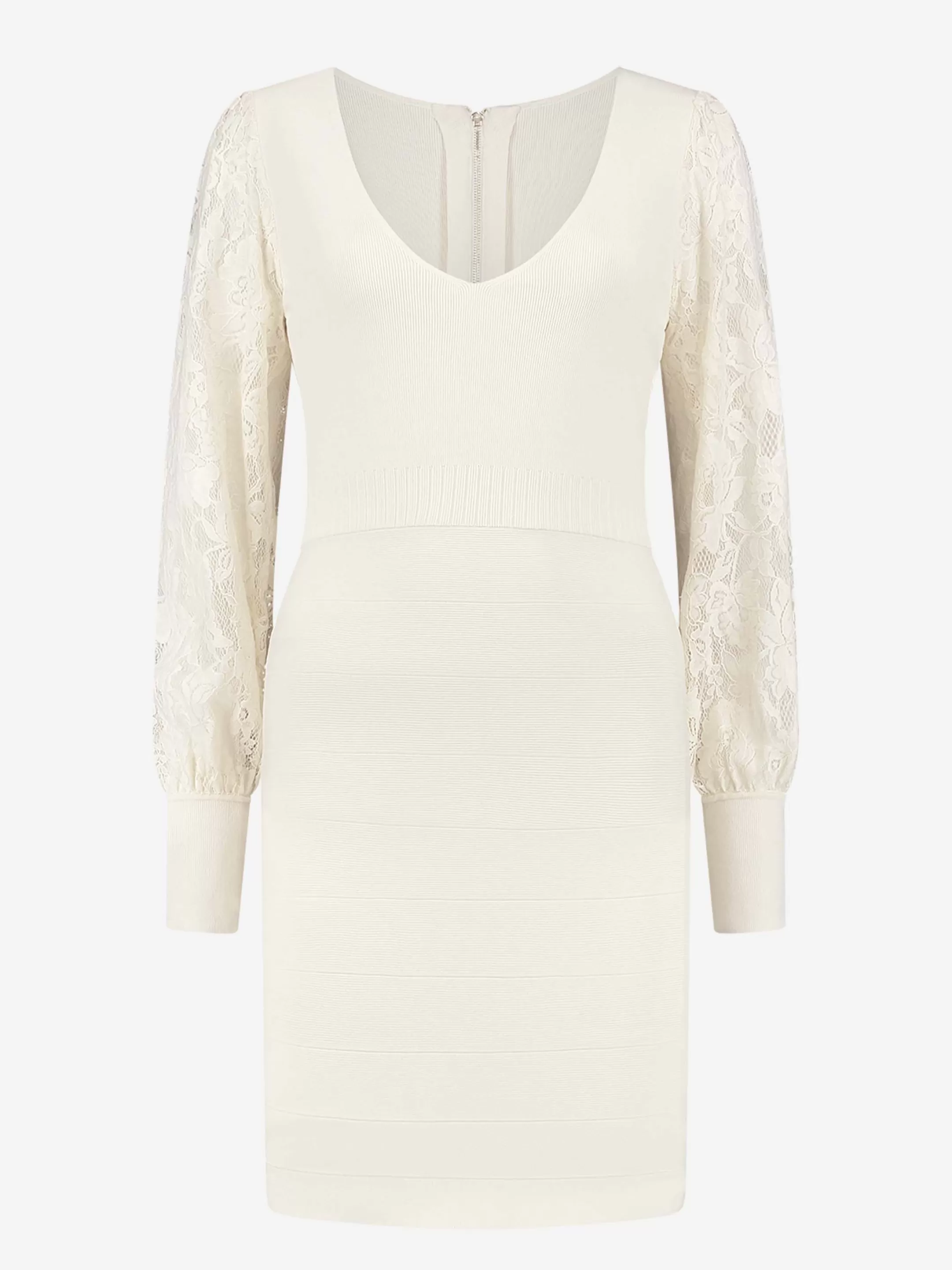Fashion NIKKIE Fitted dress with lace sleeves Pearl