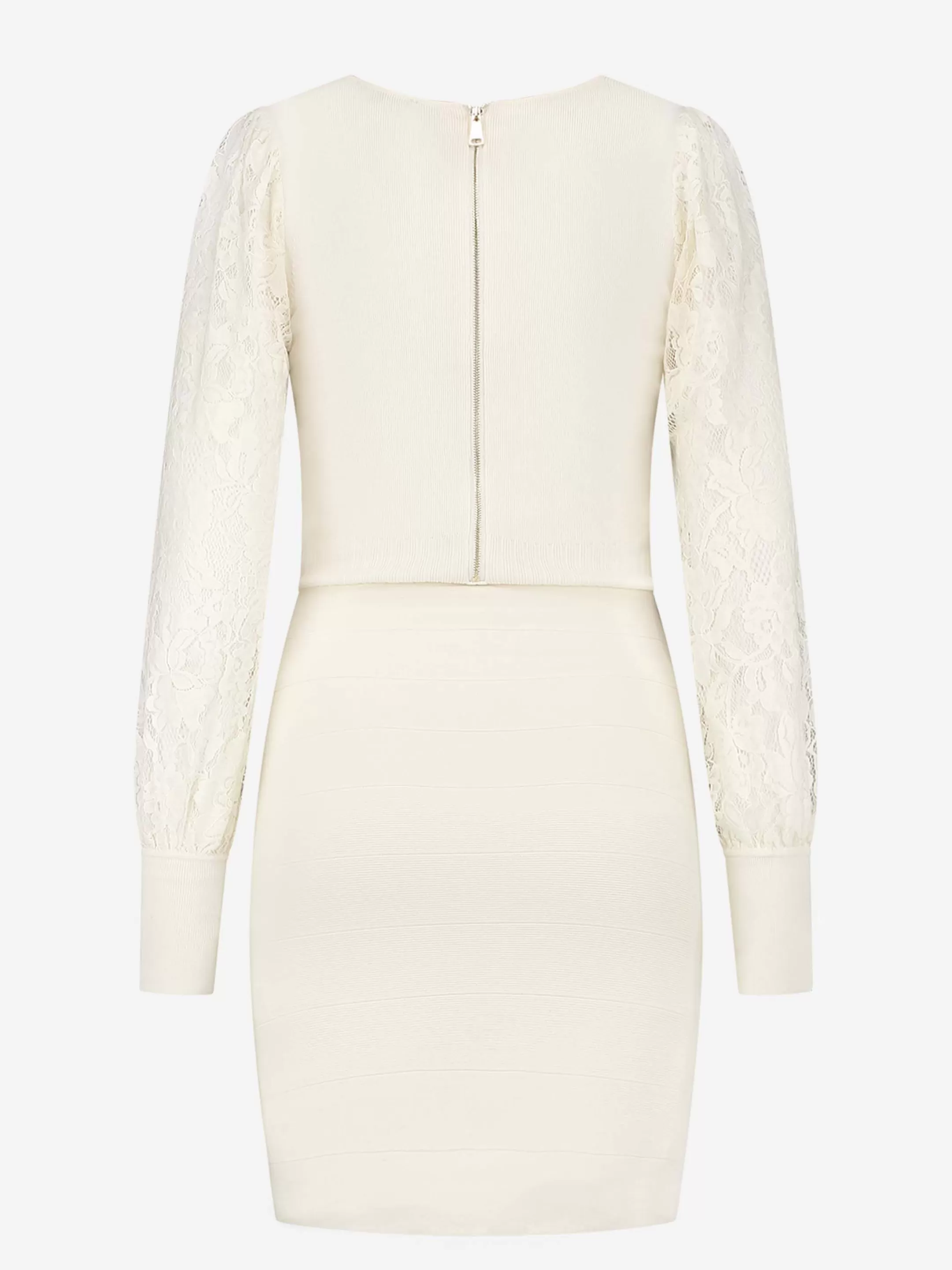Fashion NIKKIE Fitted dress with lace sleeves Pearl
