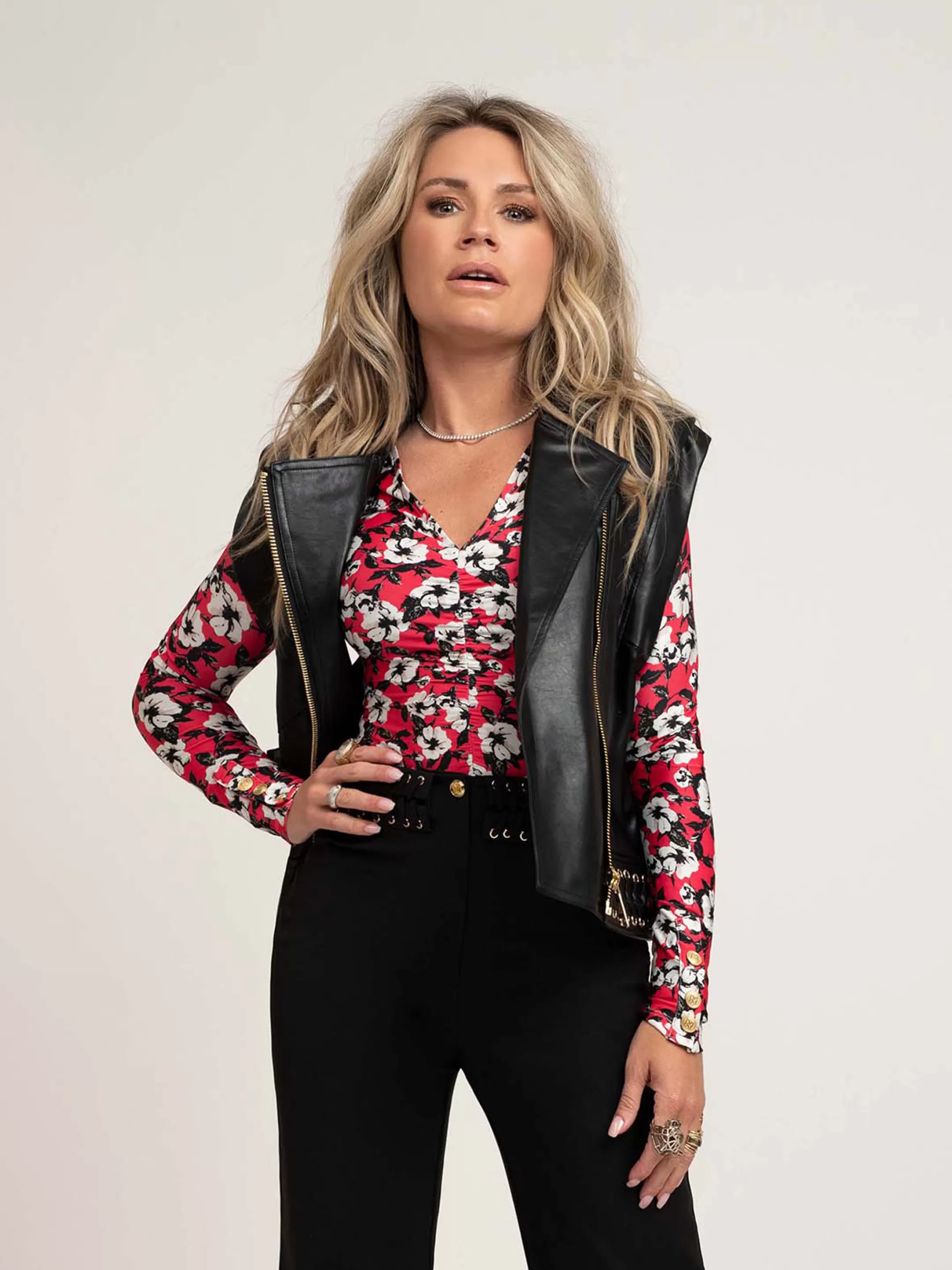 Hot NIKKIE Fitted flower print body Fuchsia/Black