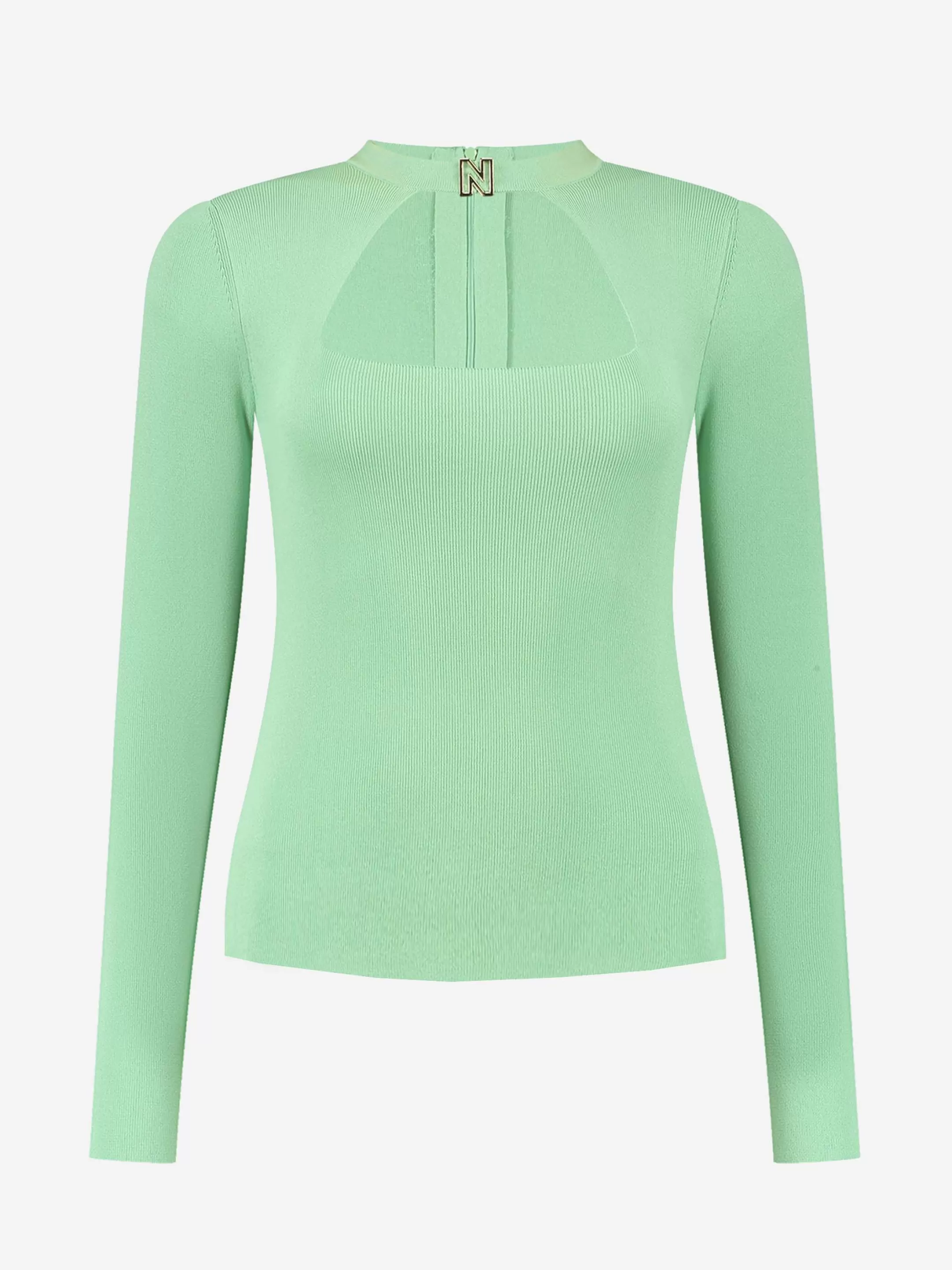 New NIKKIE Fitted high neck top with logo trim Mint