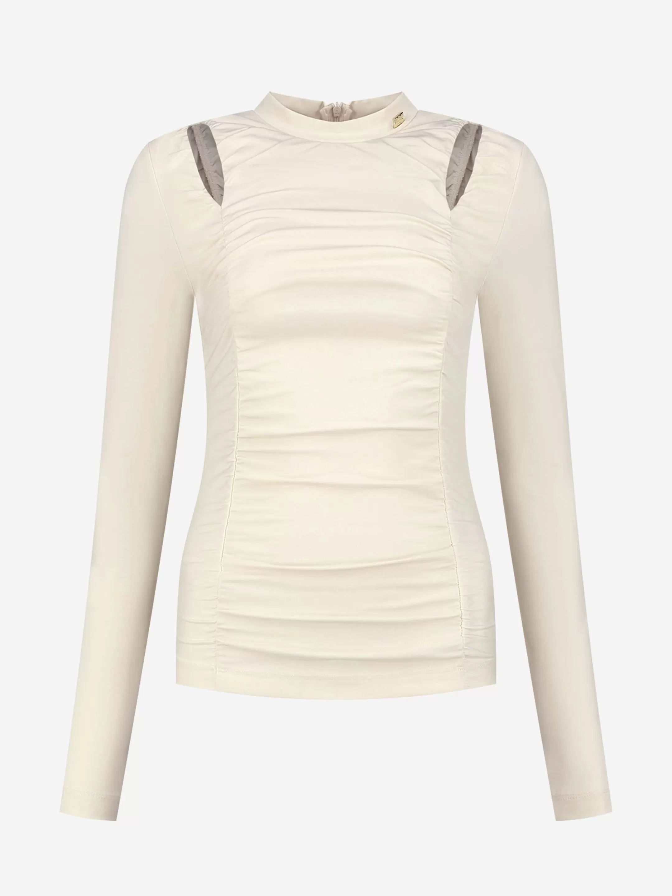 Cheap NIKKIE Fitted pleated top with v-neckline Cream