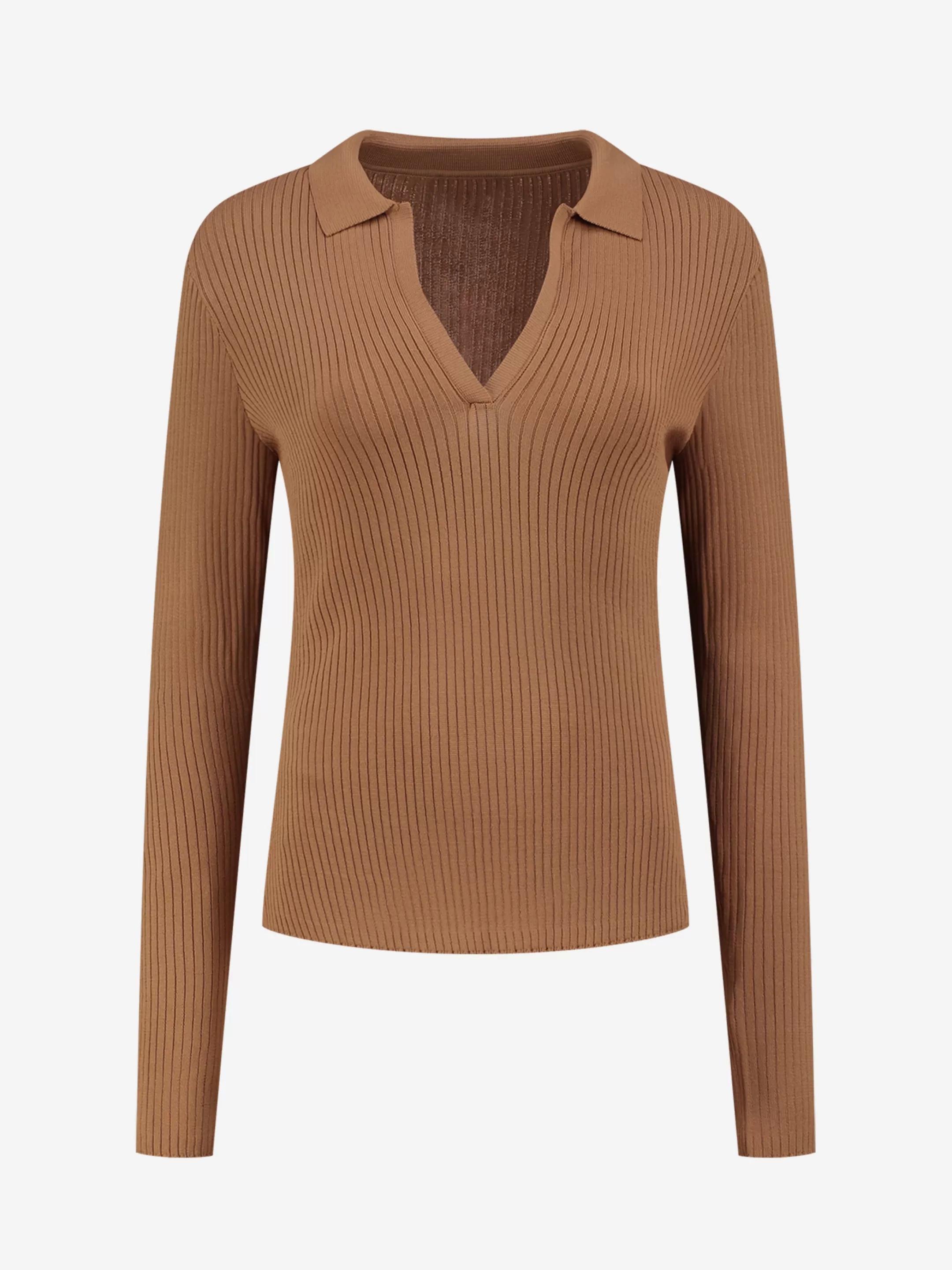 Clearance NIKKIE Fitted top with collar Caramel