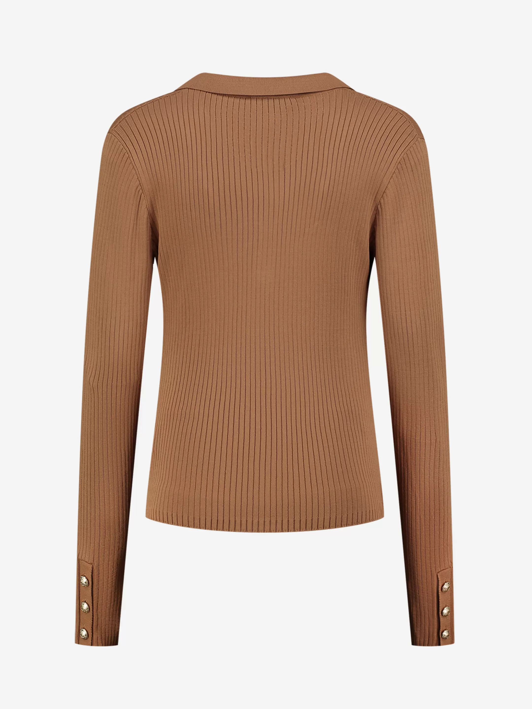Clearance NIKKIE Fitted top with collar Caramel