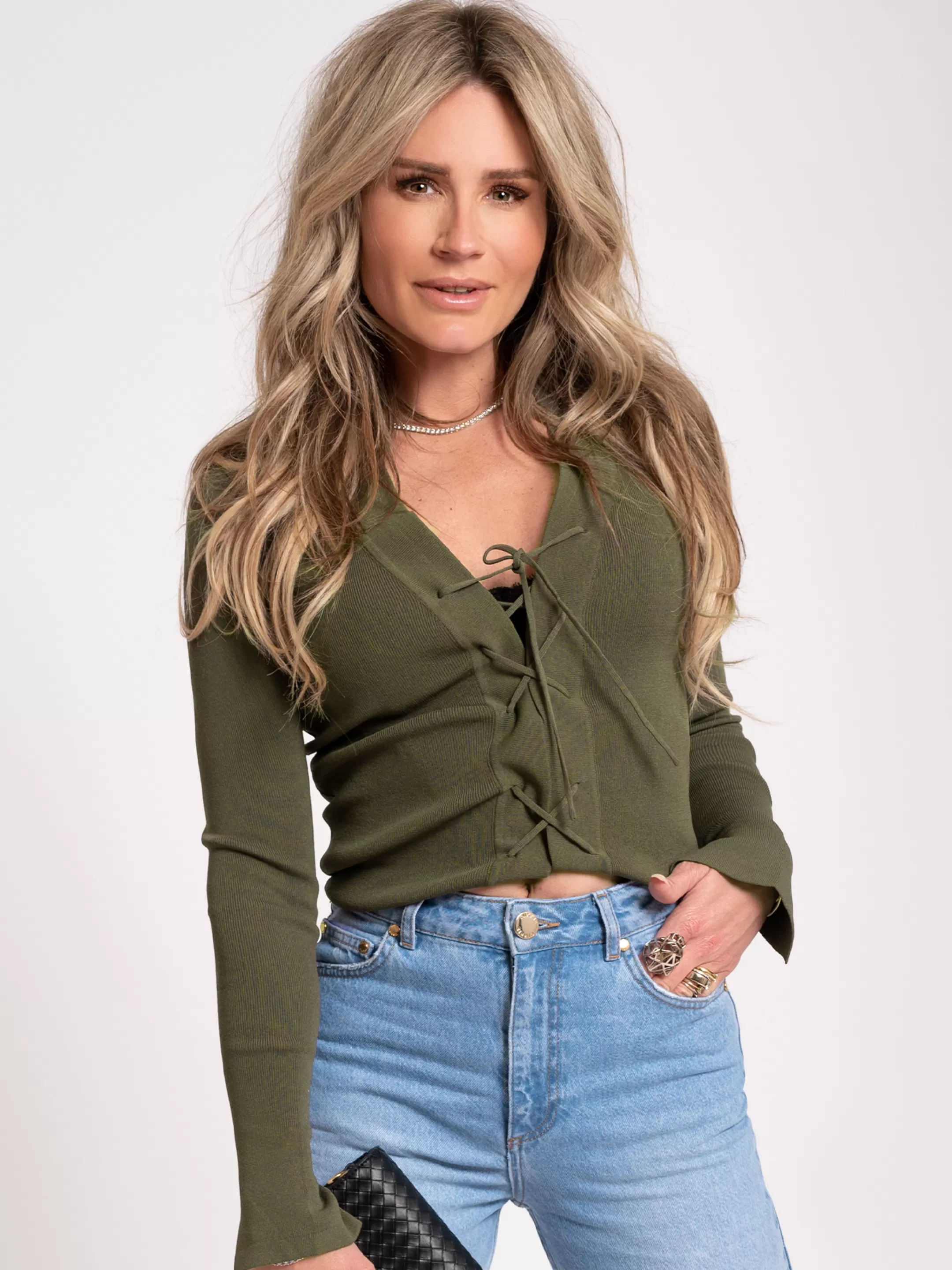 Flash Sale NIKKIE Fitted Top with cord Combat Green