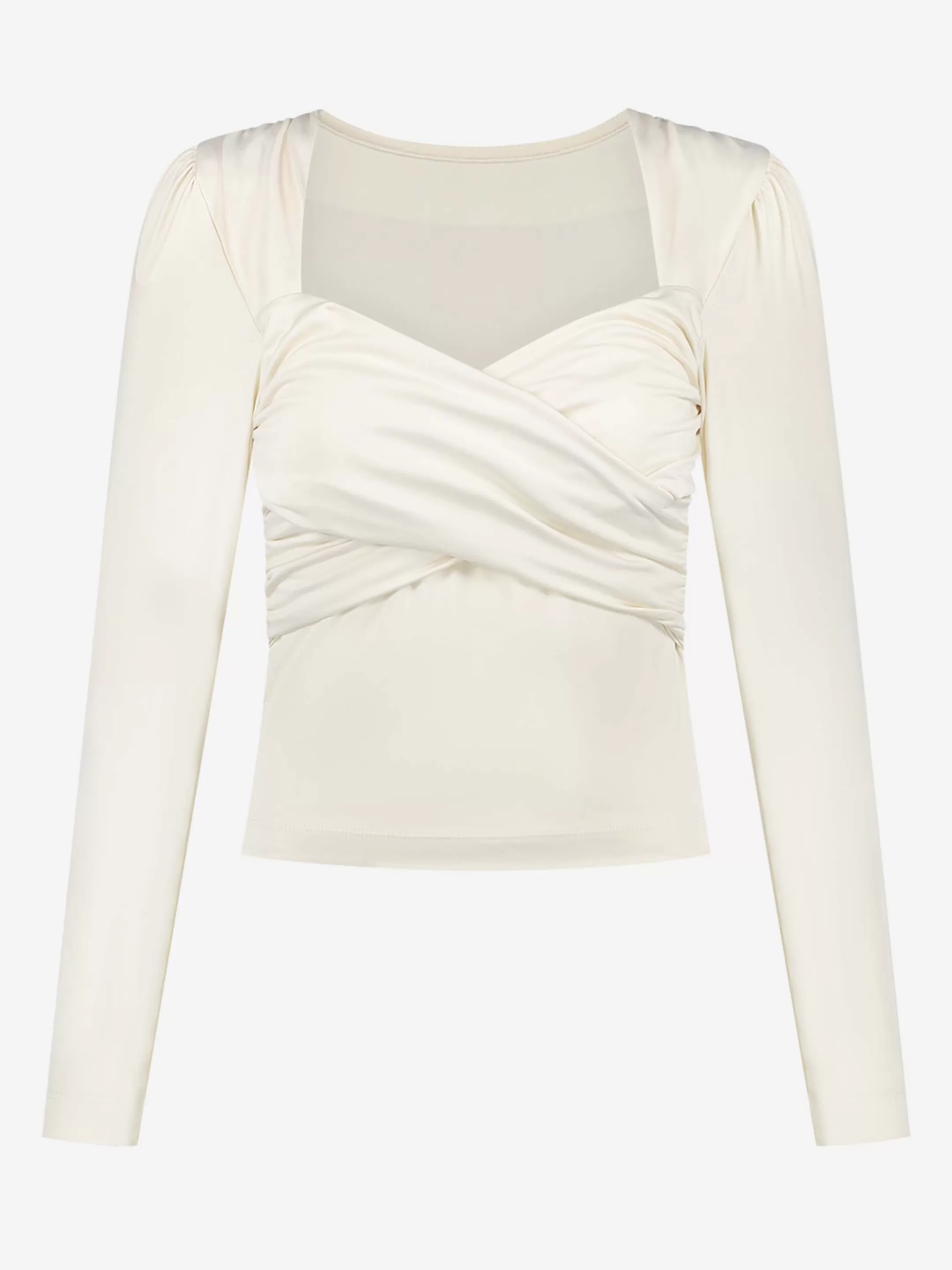 New NIKKIE Fitted top with crossed neckline Pearl