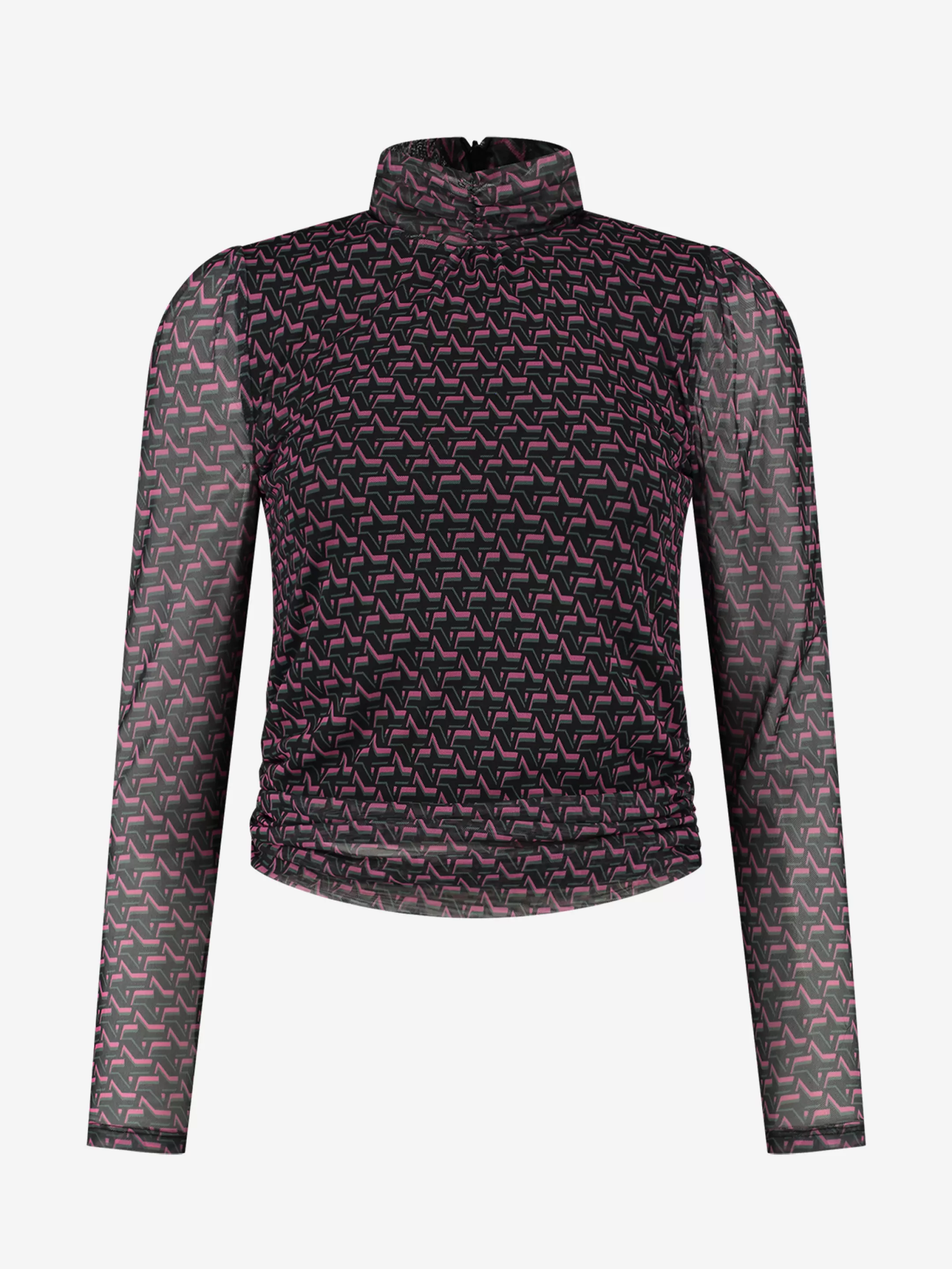 Cheap NIKKIE Fitted transparent Top with all-over print Black/Raspberry Rose