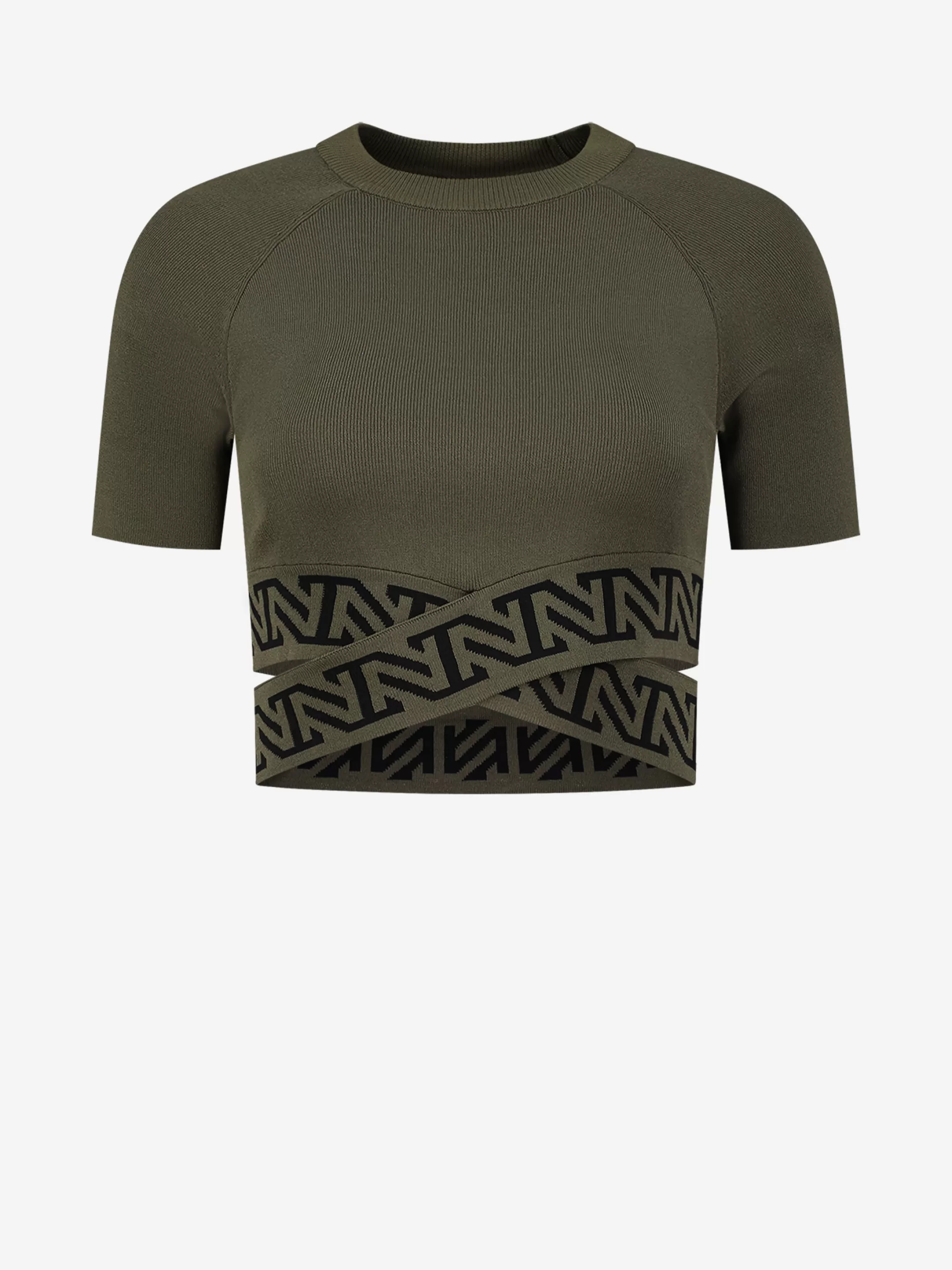 Online NIKKIE Fitted t-shirt with crossed logo straps Combat Green