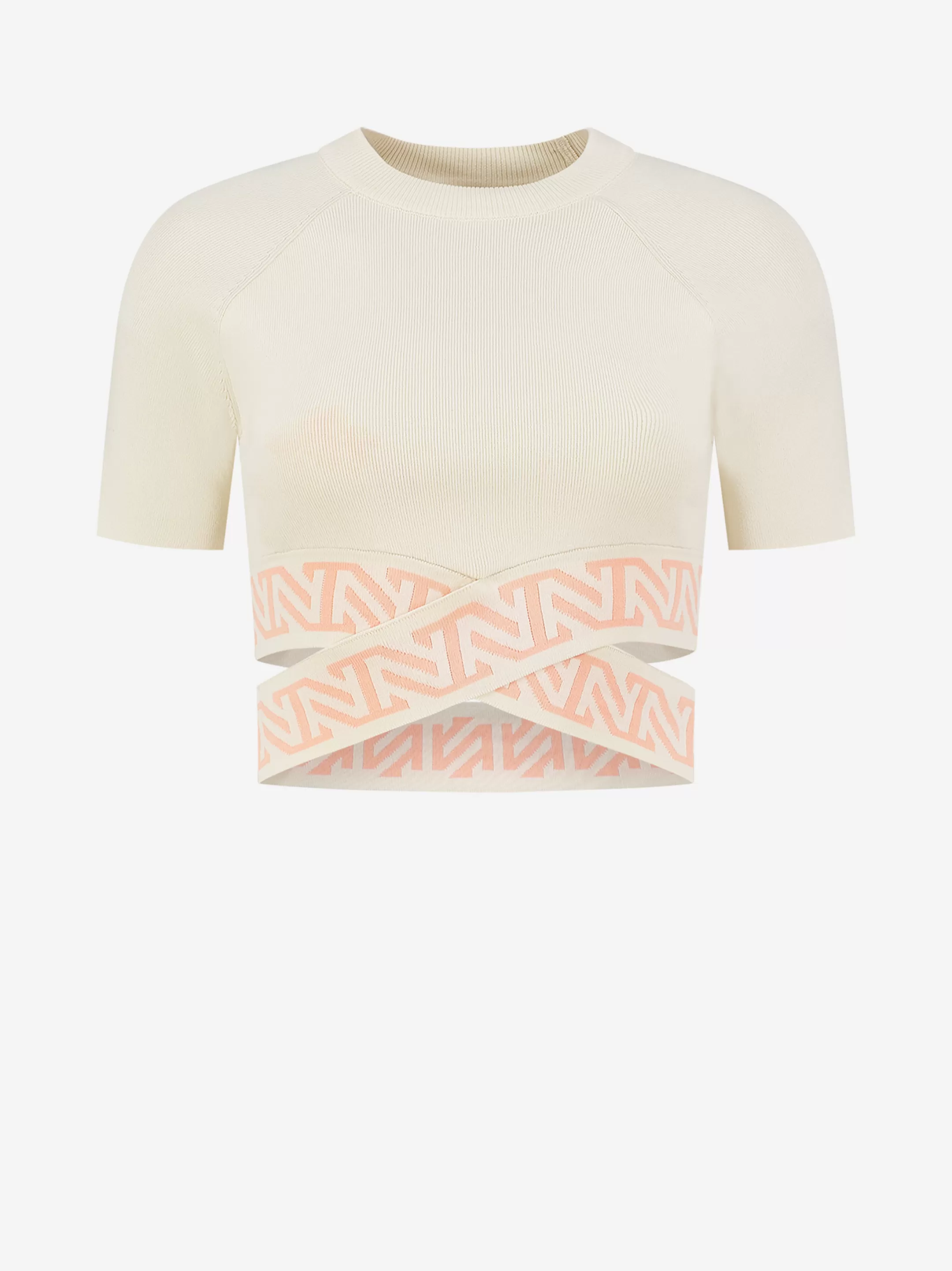 Online NIKKIE Fitted t-shirt with crossed logo straps Pearl
