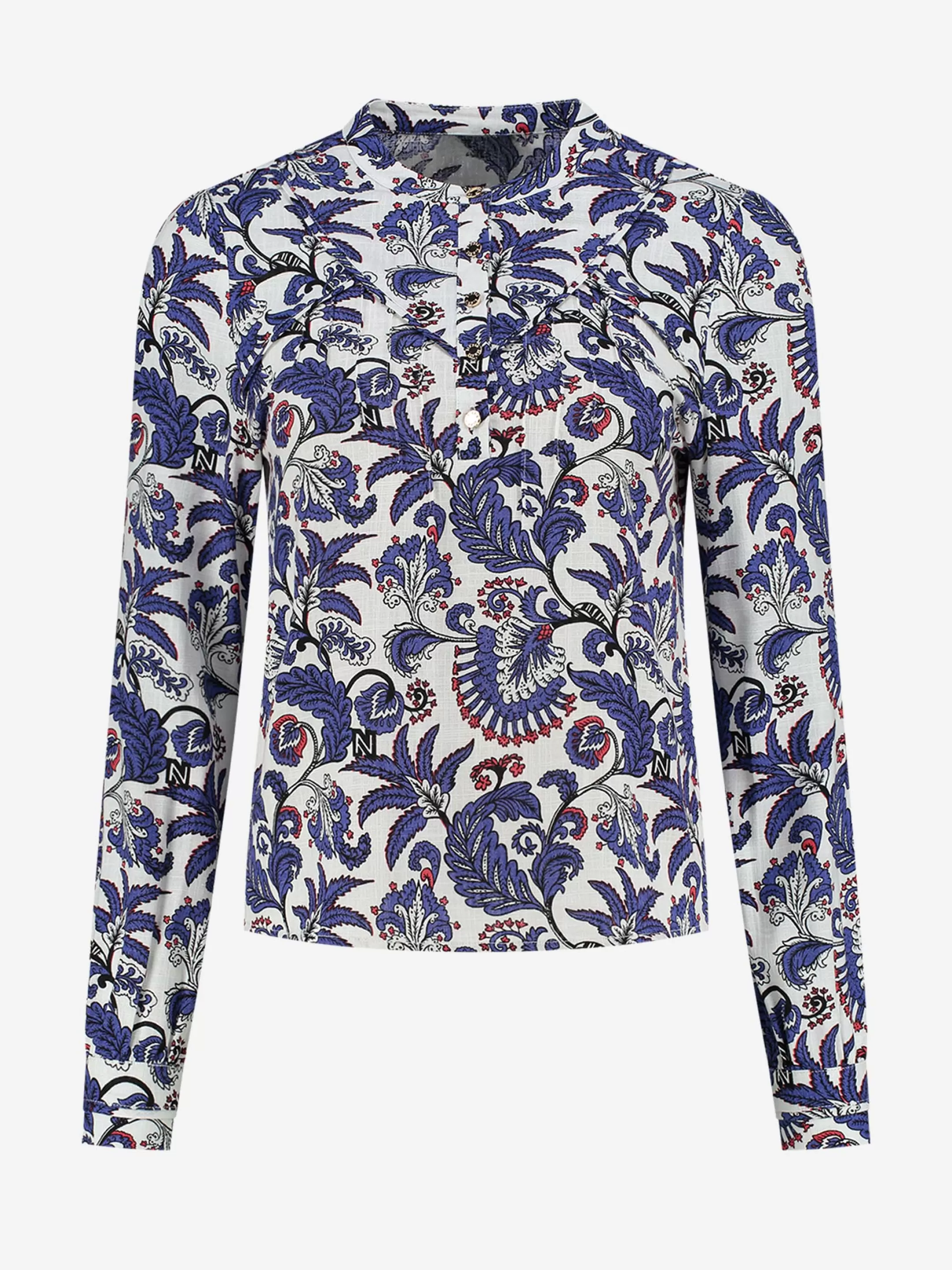 Hot NIKKIE Flower print blouse Royal Blue/Star White