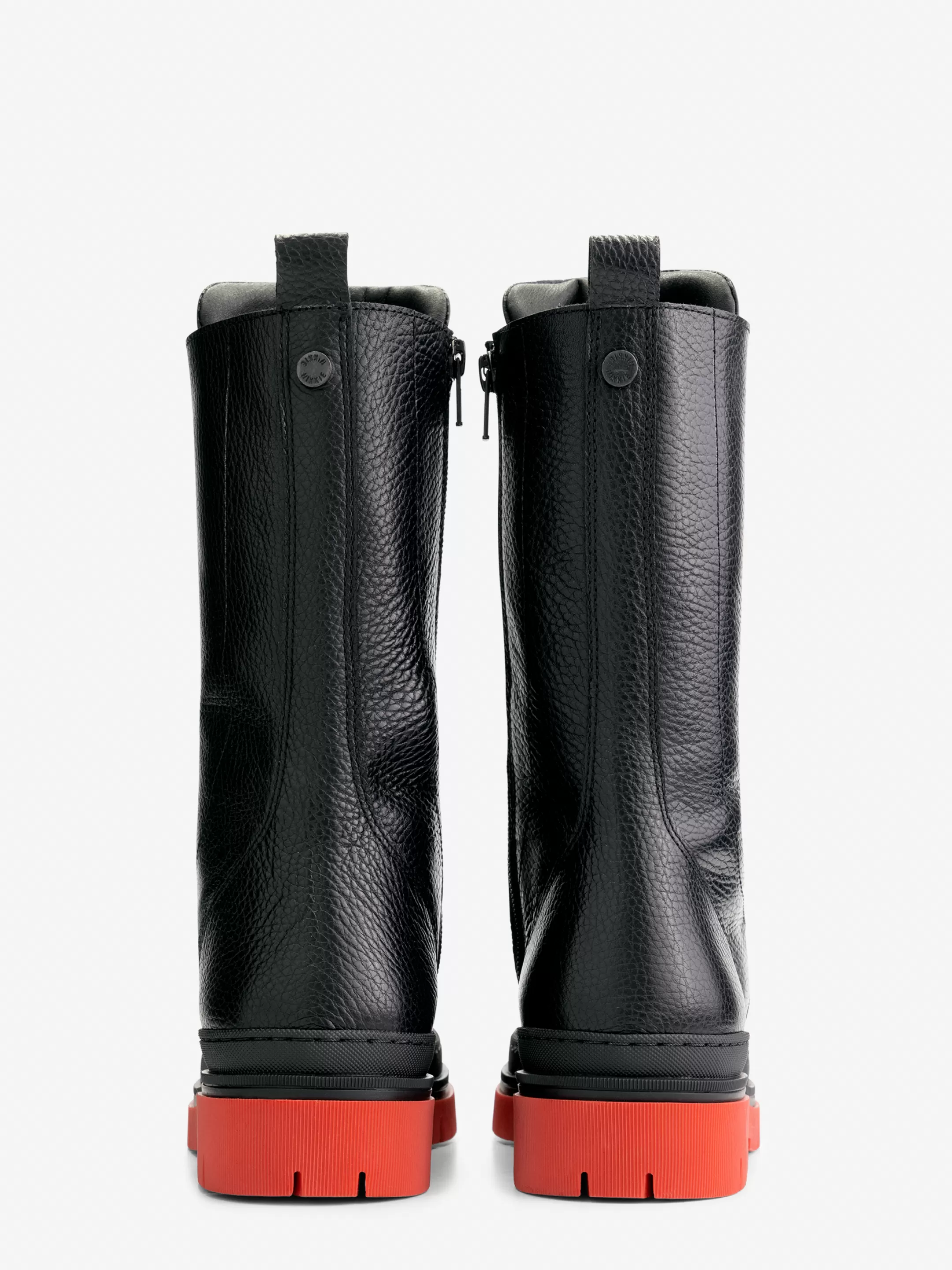 Outlet NIKKIE High Leather Boots with colored sole Black/Red