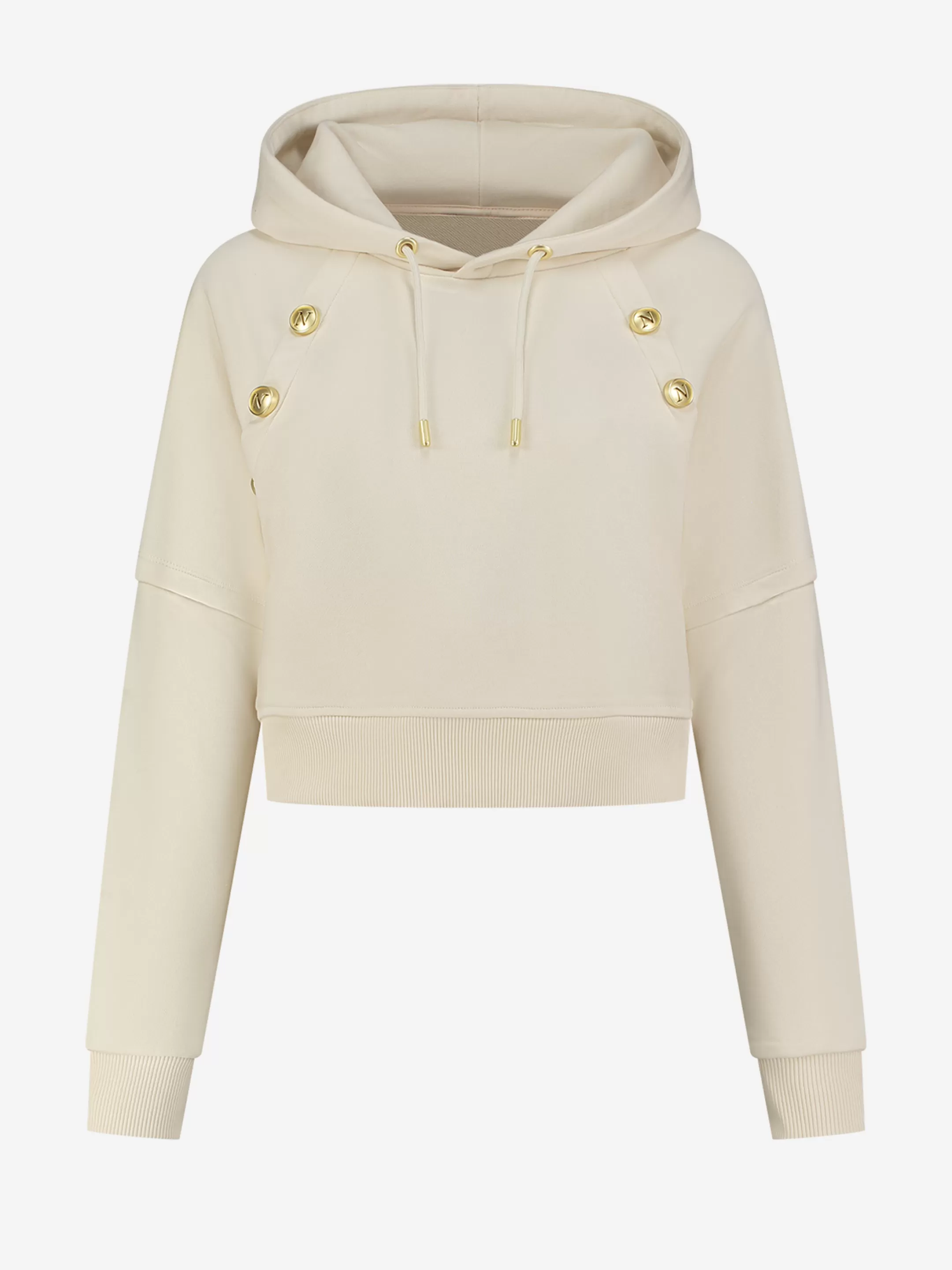 New NIKKIE Hoodie with button detail Pearl
