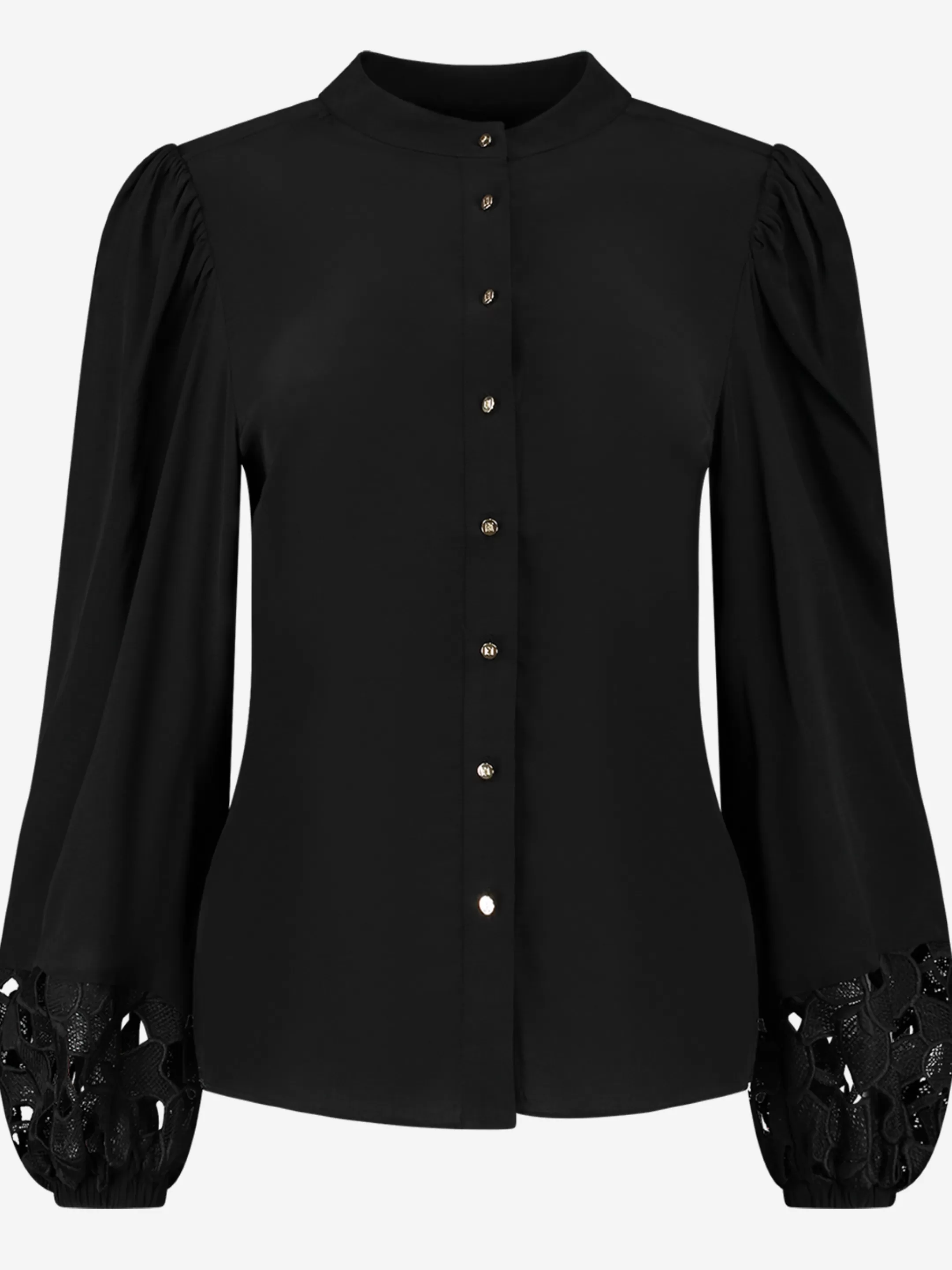 Hot NIKKIE Lace blouse with high neck   Black