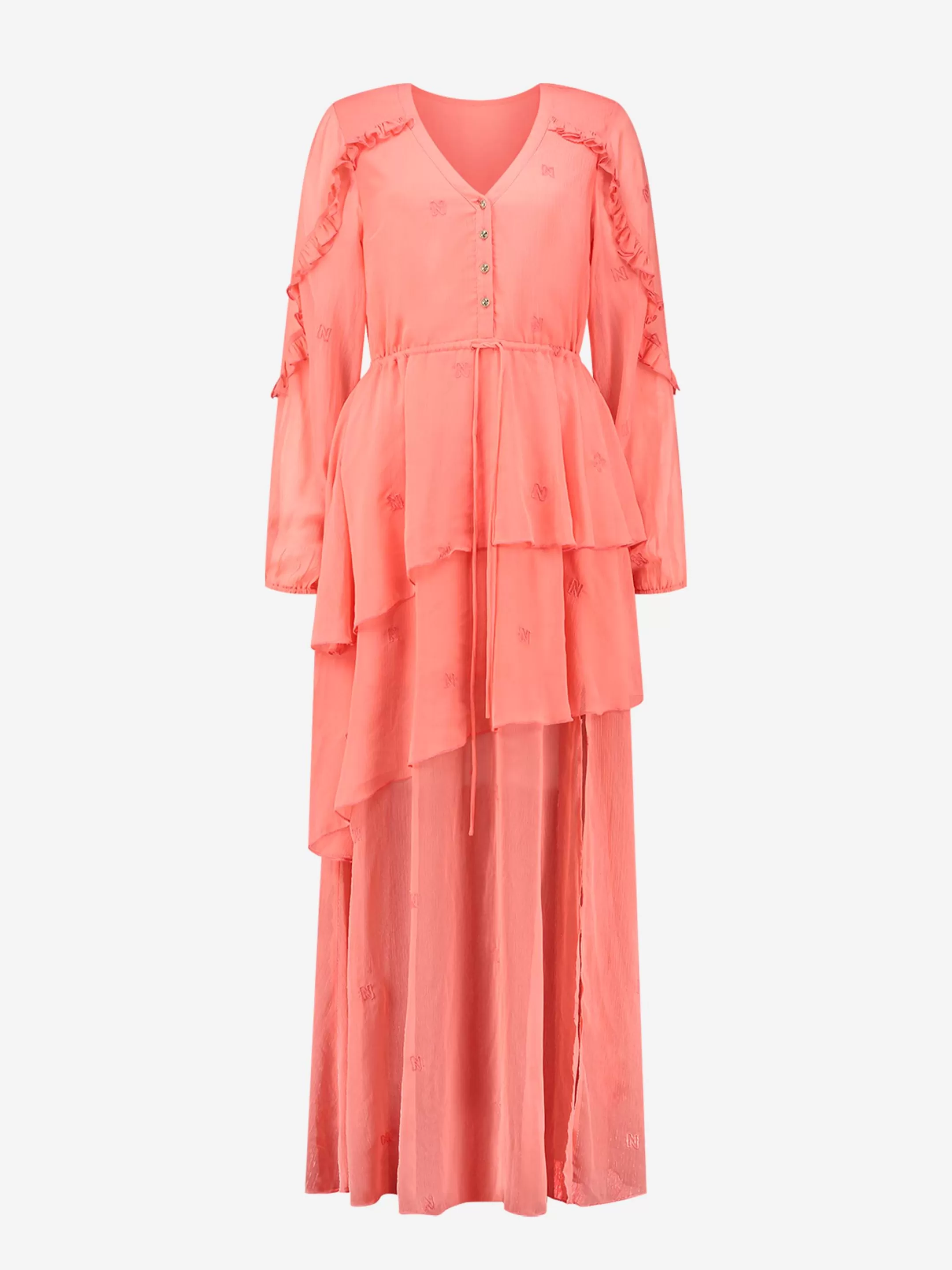 Discount NIKKIE Layered Maxi dress with ruffles Sugar Coral