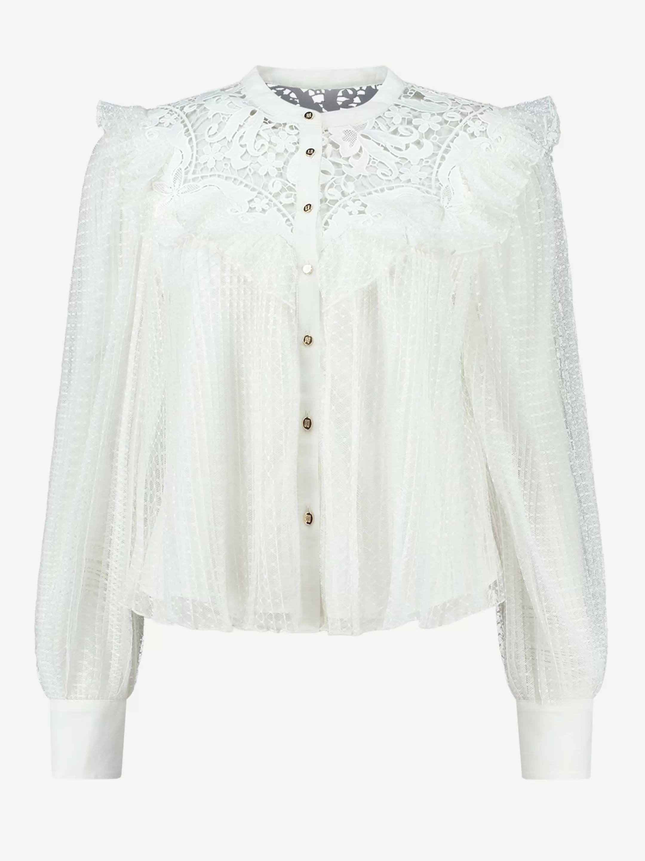 New NIKKIE Layered pleated blouse with lace Star White