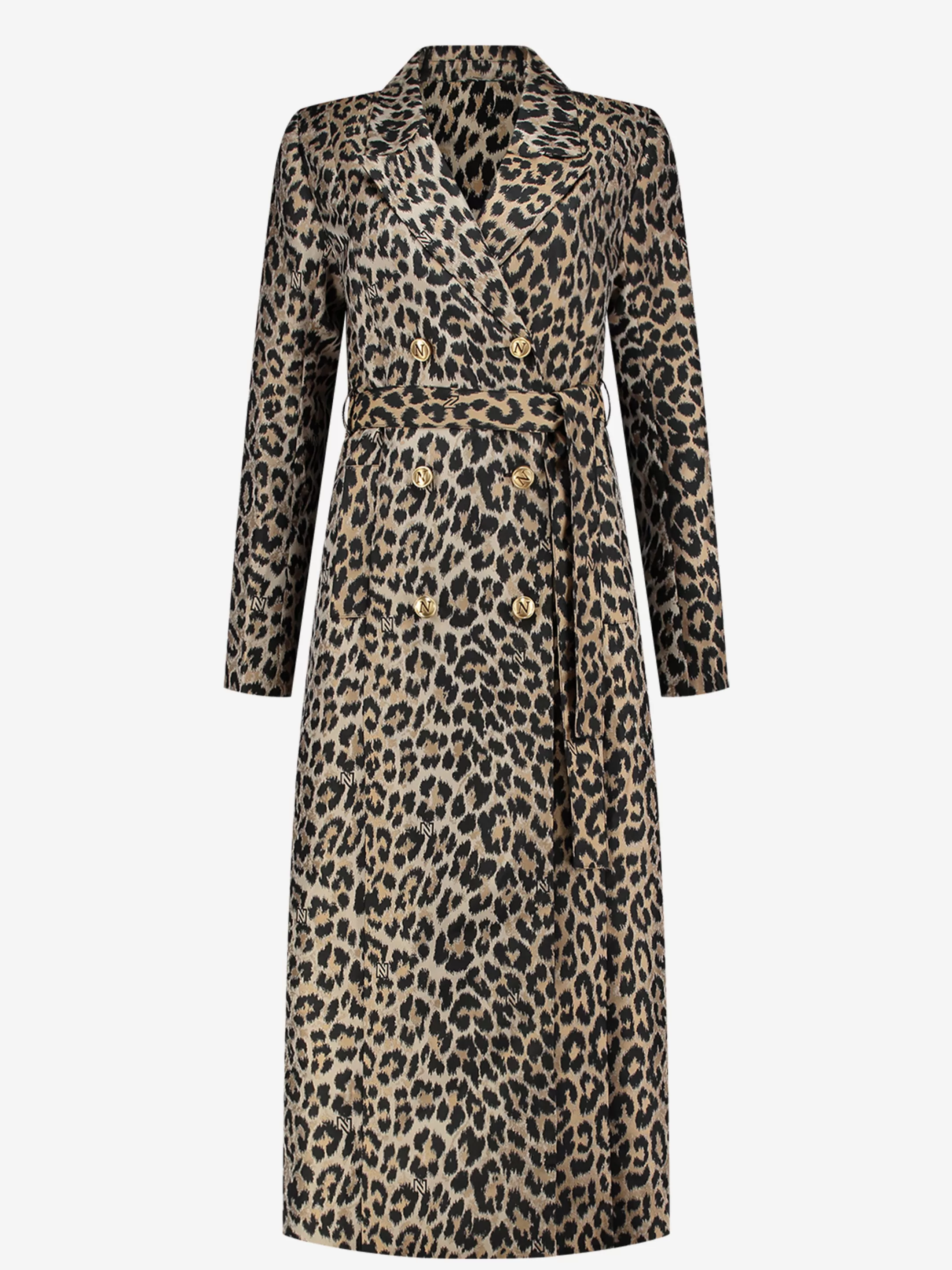 Flash Sale NIKKIE Long coat with animal print Cashew