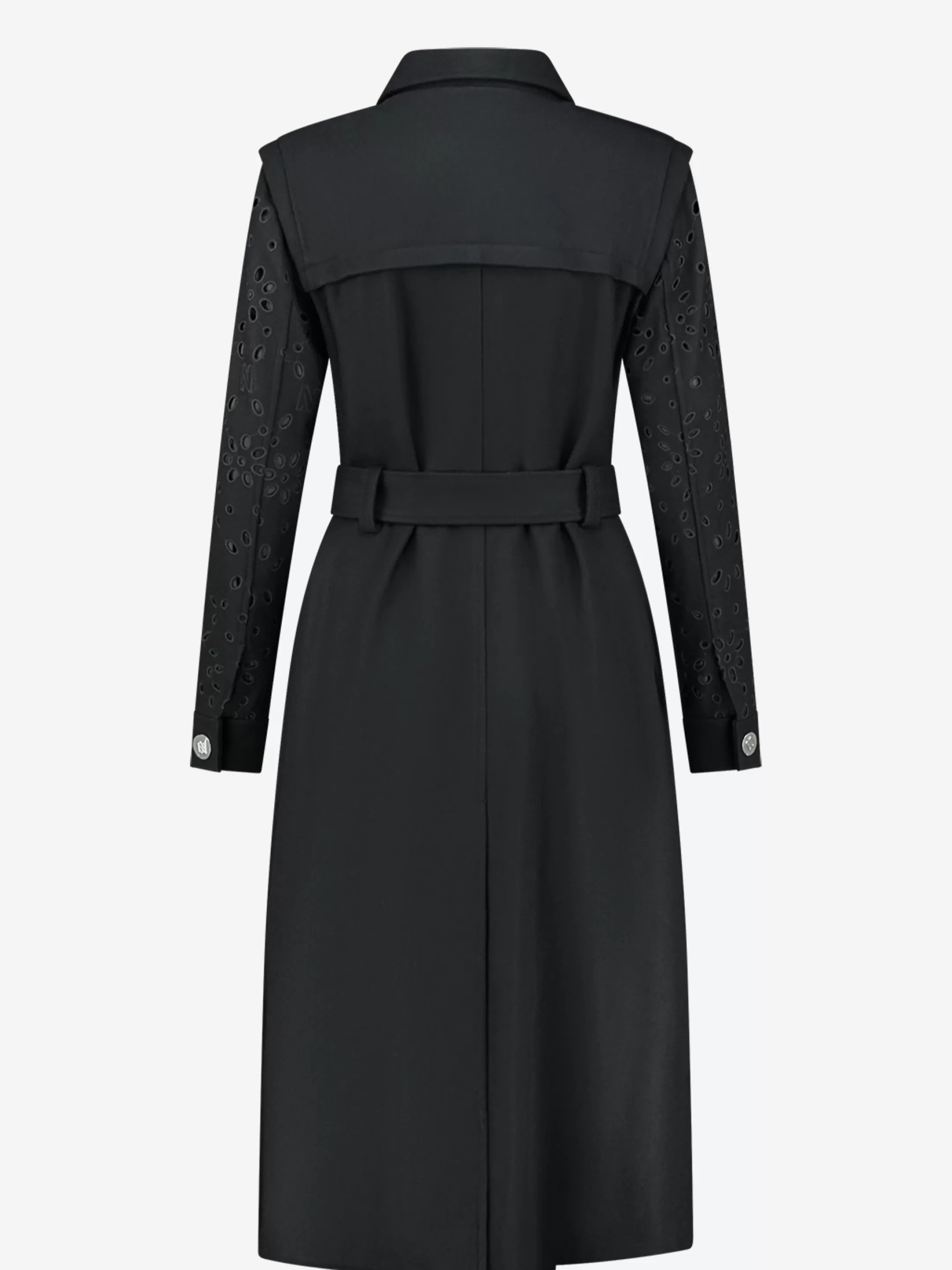 New NIKKIE Long coat with tie belt Black