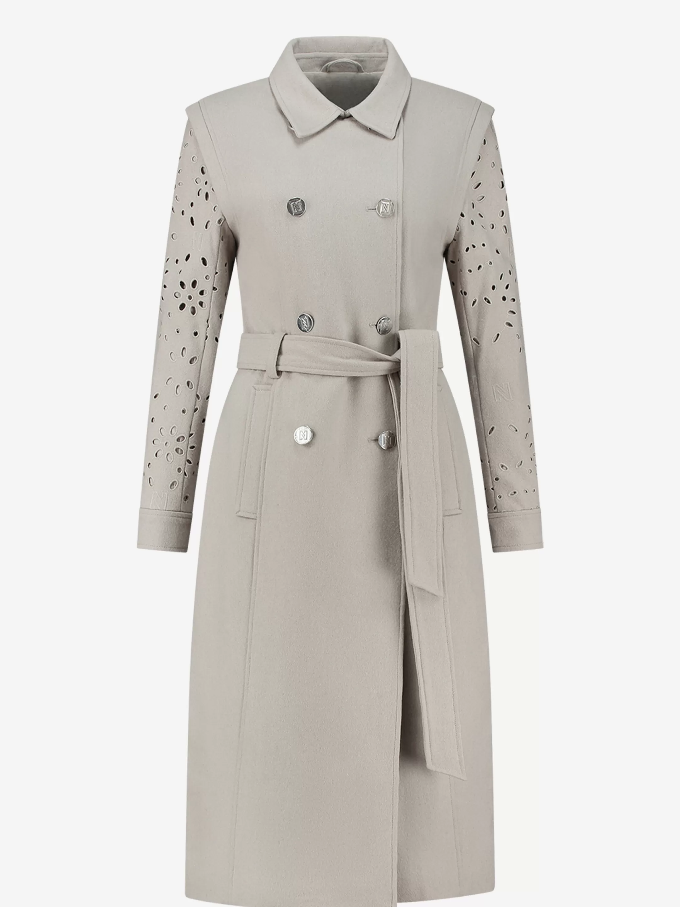 New NIKKIE Long coat with tie belt Cream