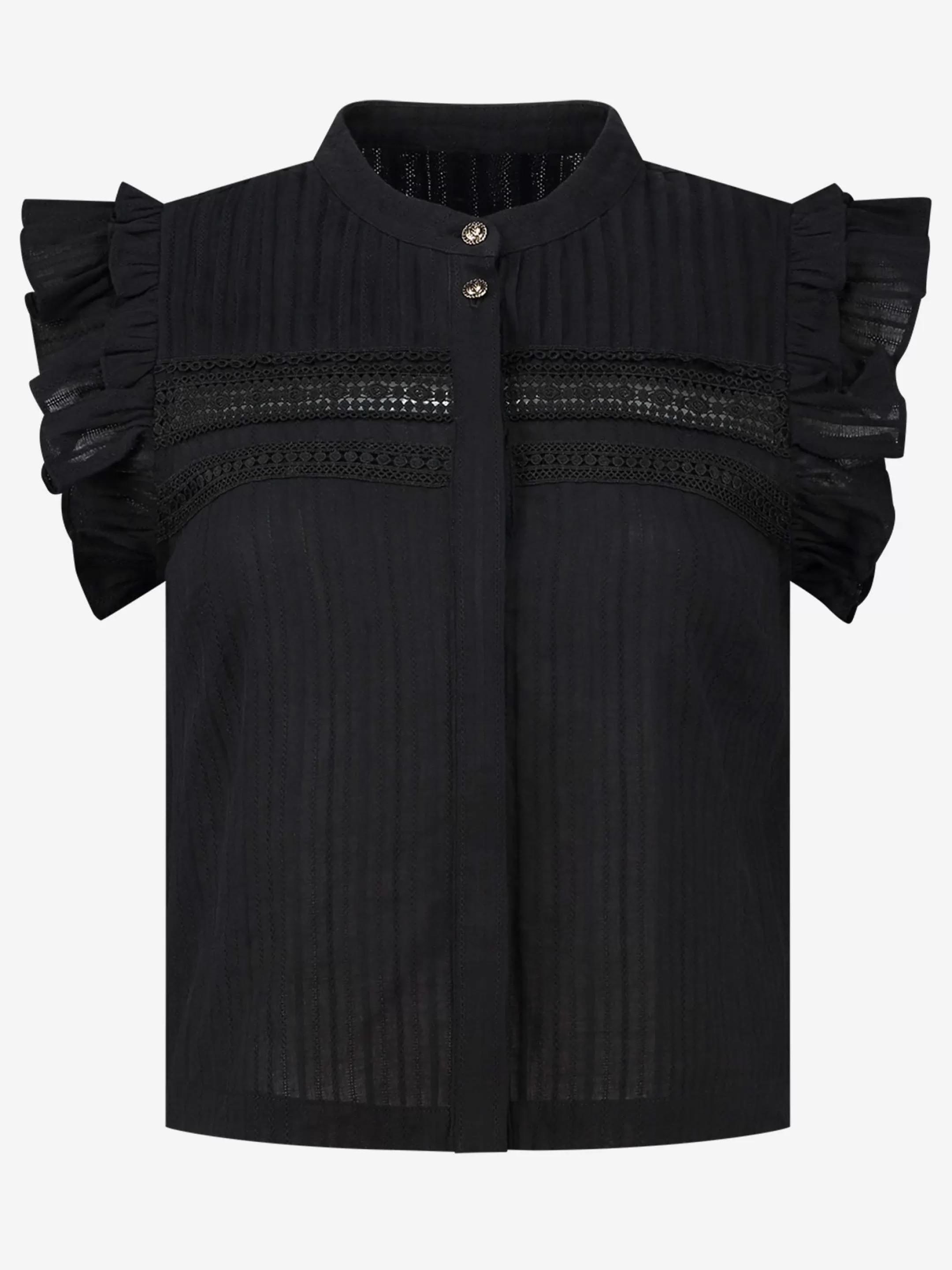 Hot NIKKIE Loose fit top with ruffles Black