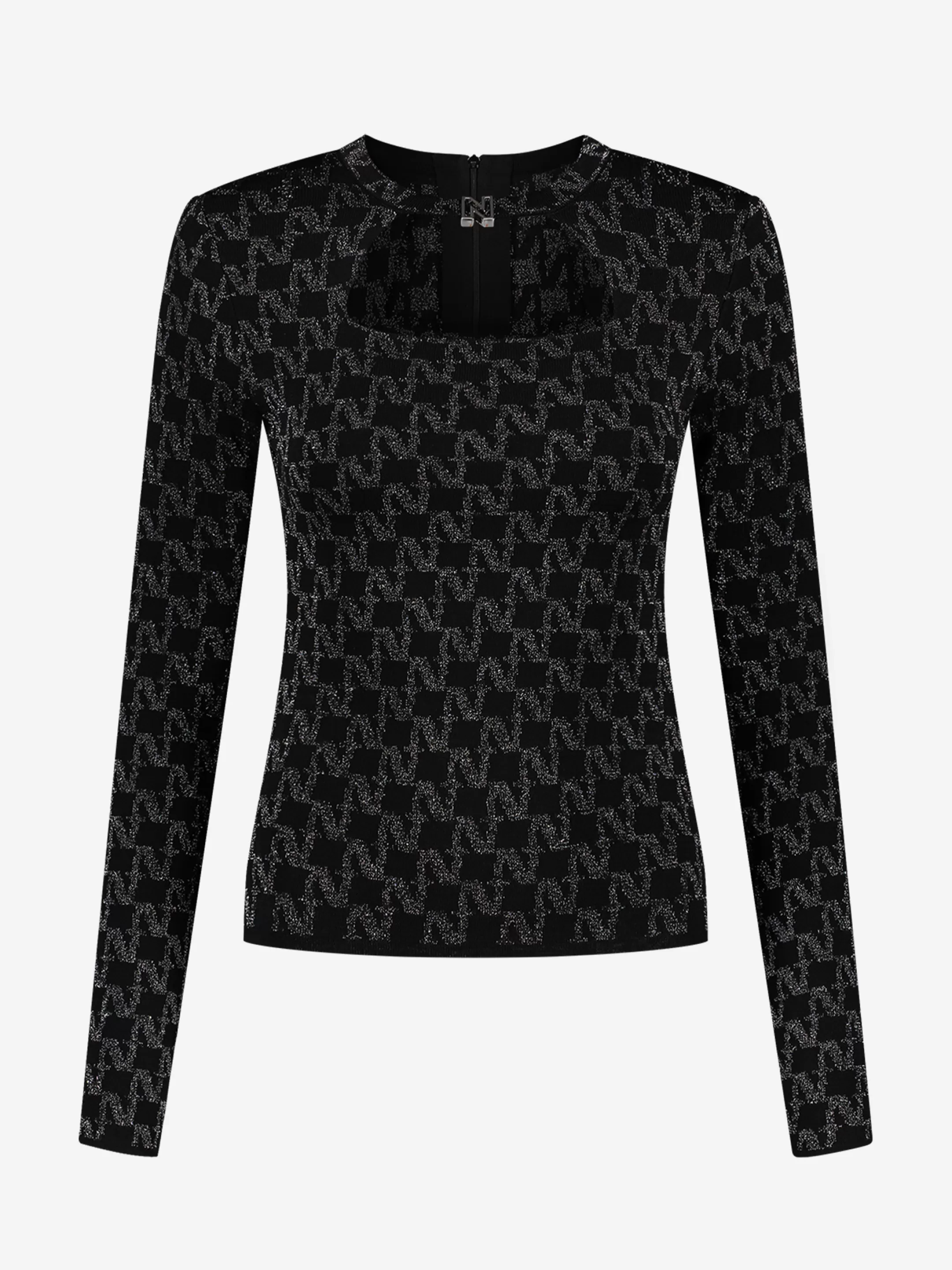 Hot NIKKIE Lurex Monogram top with N slide Black