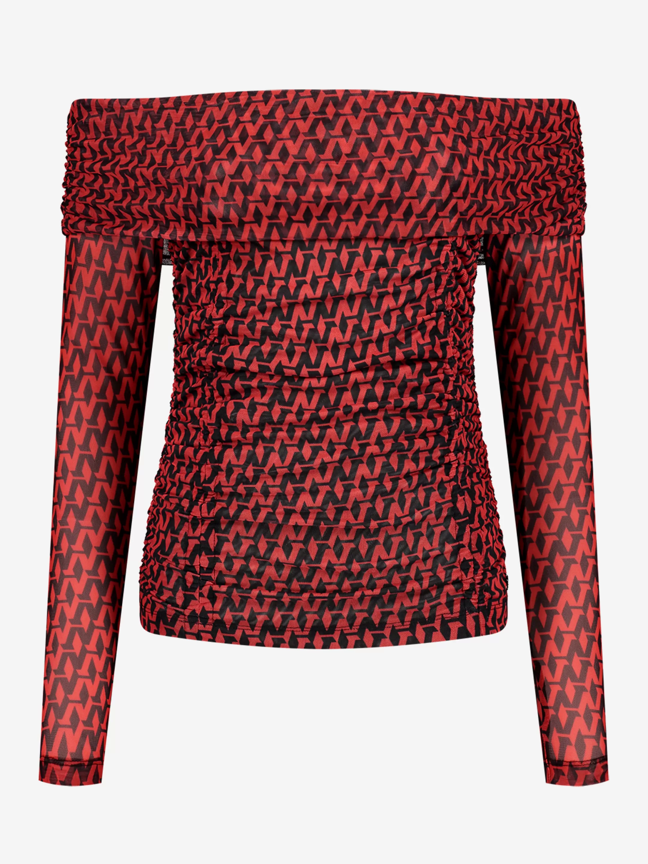 New NIKKIE Mesh off-shoulder top Racing Red