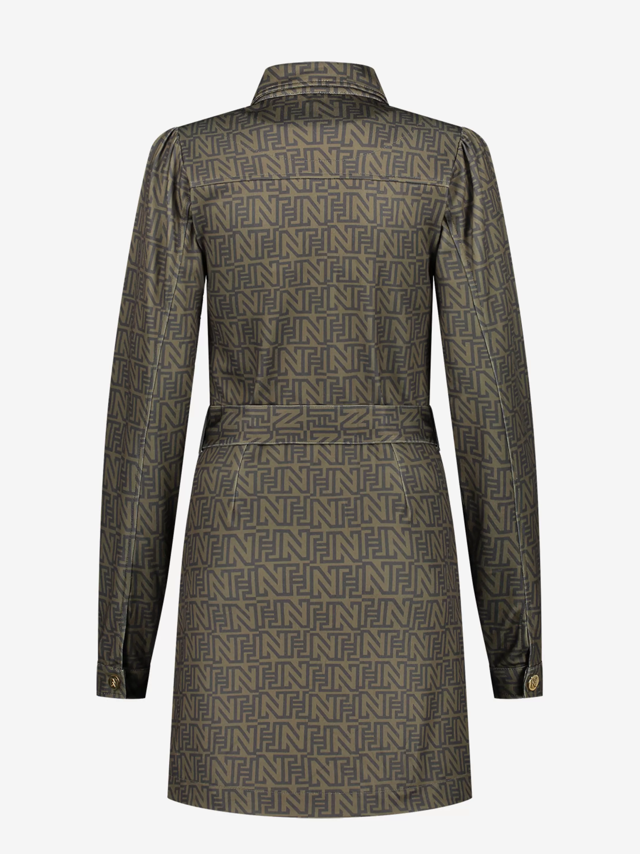 Outlet NIKKIE Monogram dress with tie belt Combat Green