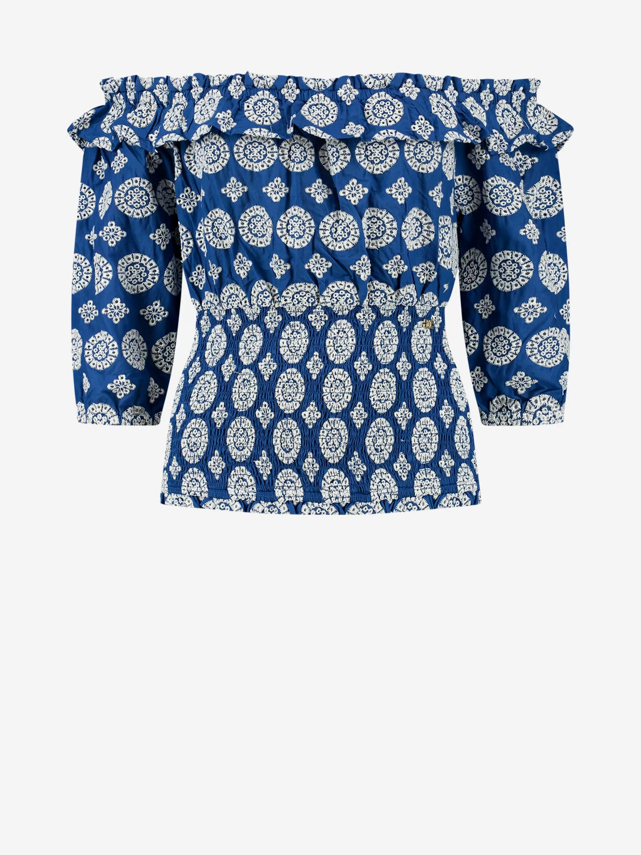 Cheap NIKKIE Off Shoulder Embroidery Top Royal Blue