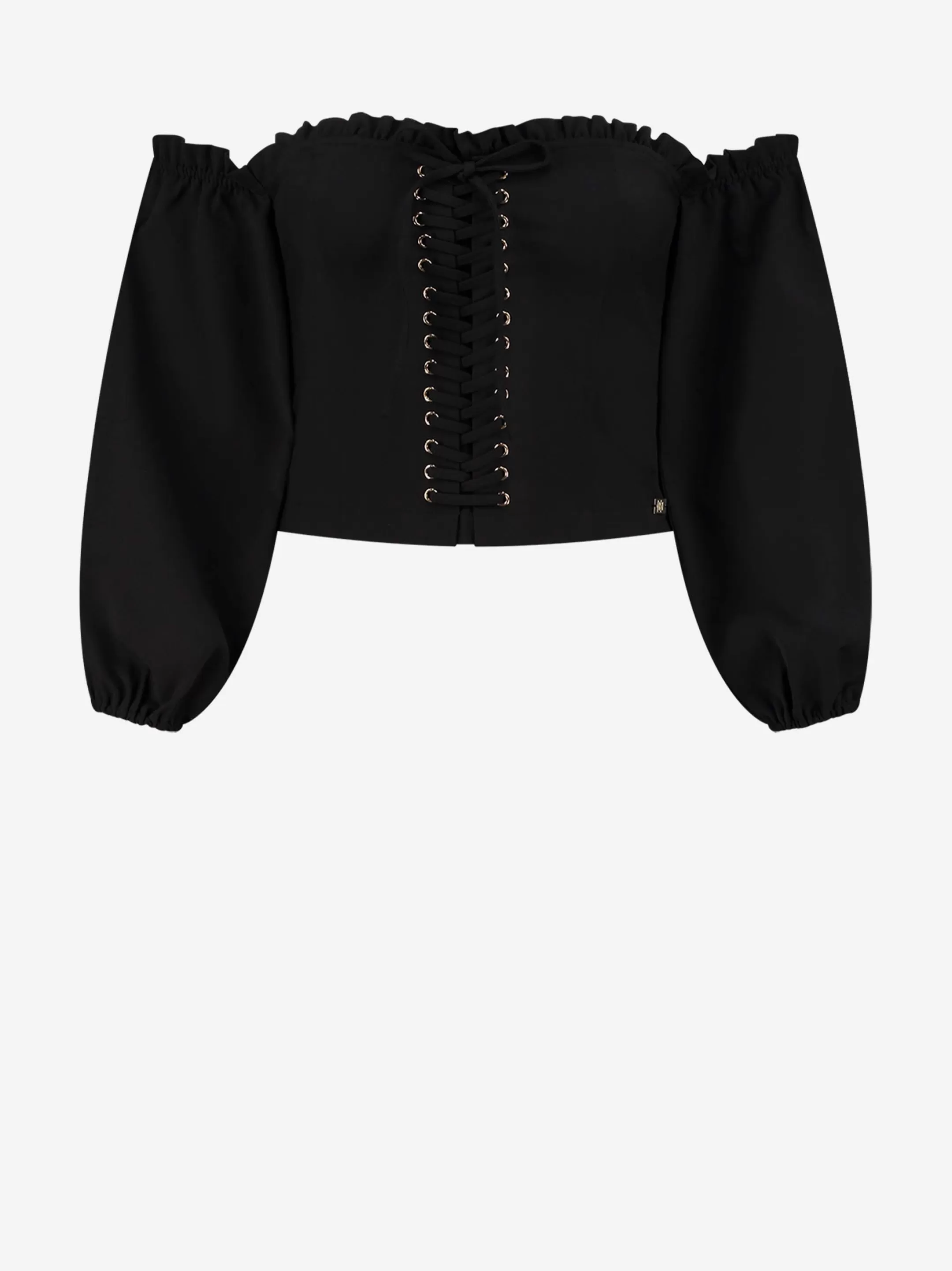 Online NIKKIE Off-shoulder cropped top with lace-up Black