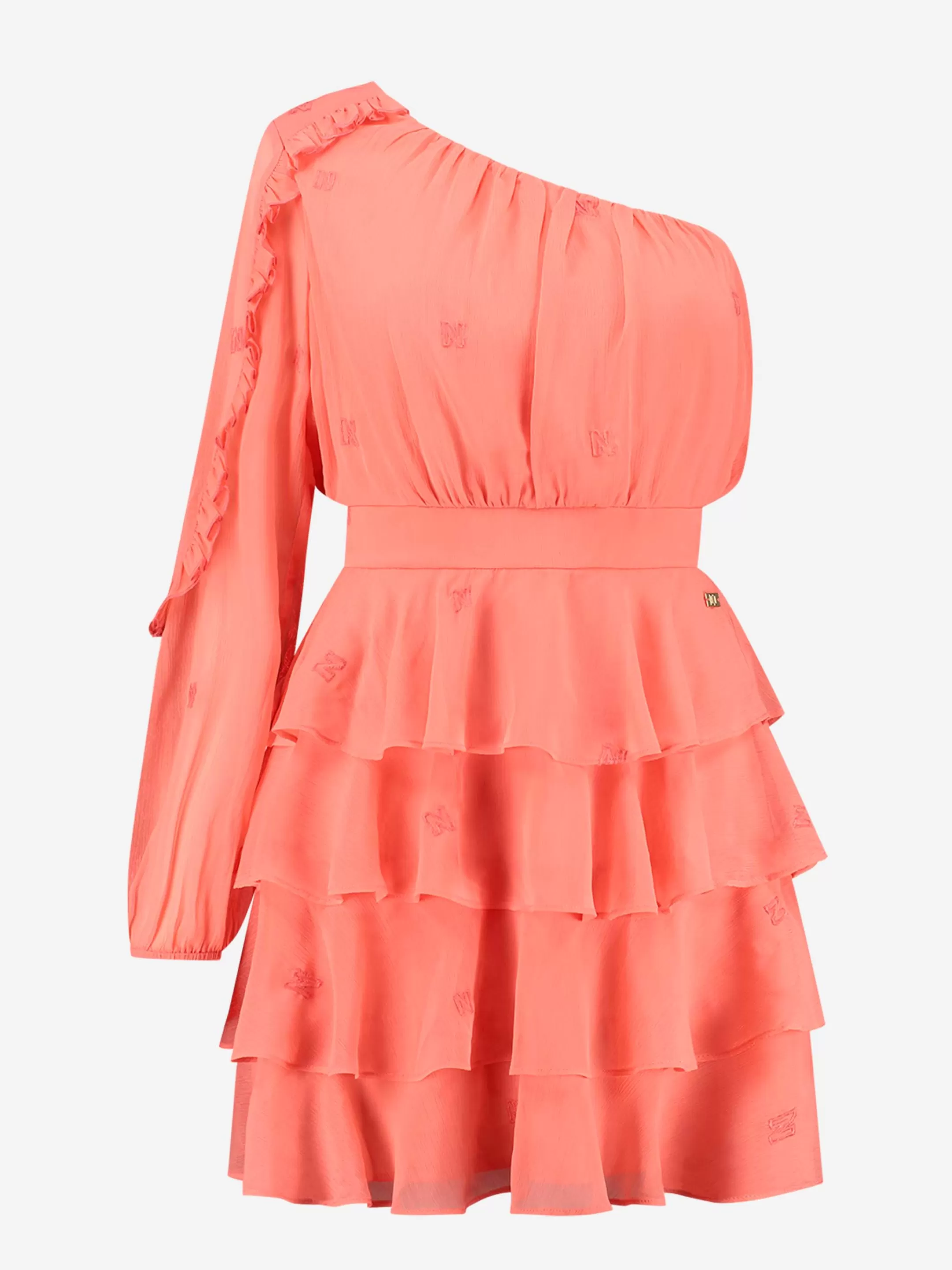 New NIKKIE One shoulder layered dress Sugar Coral