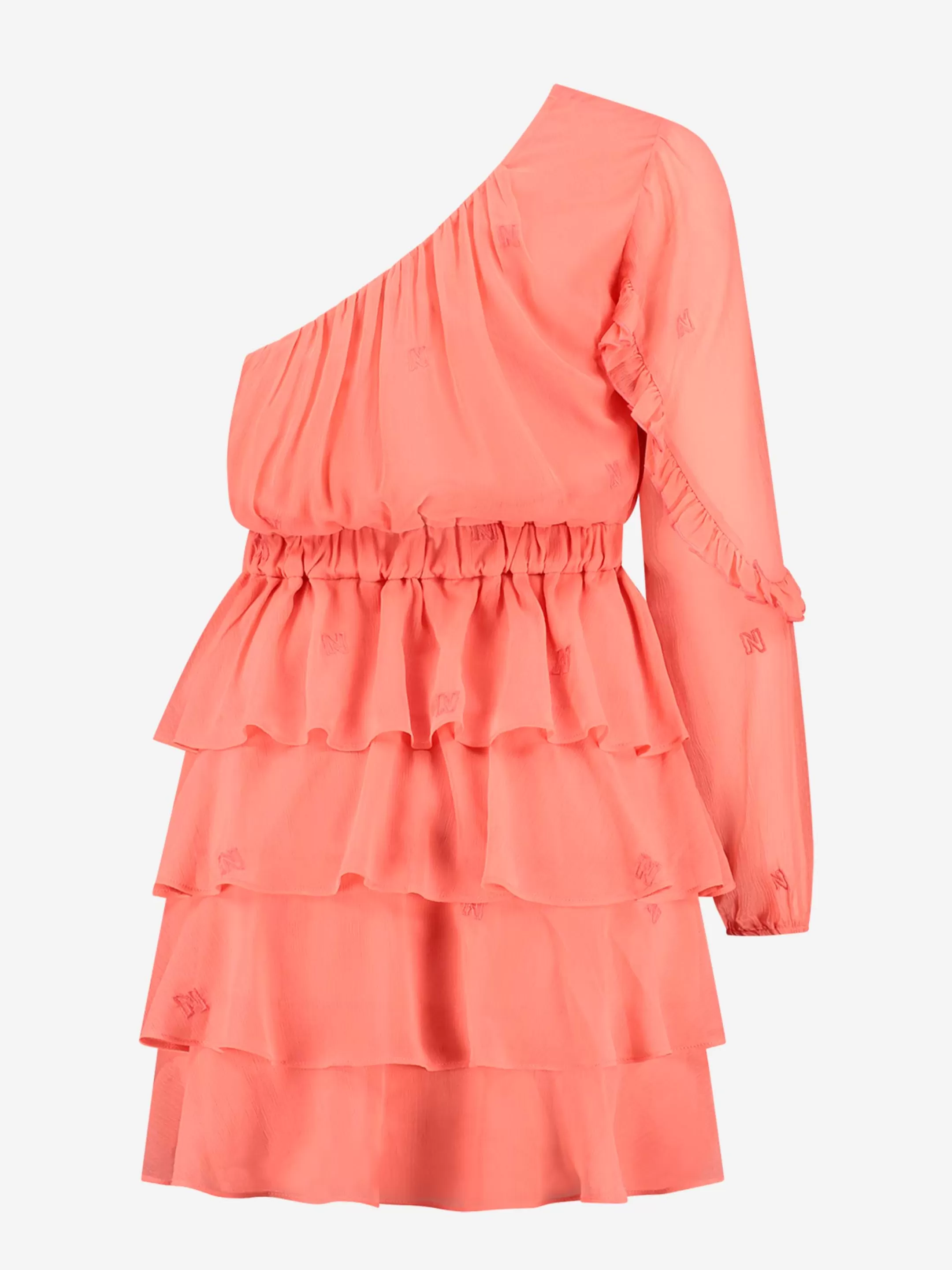 New NIKKIE One shoulder layered dress Sugar Coral