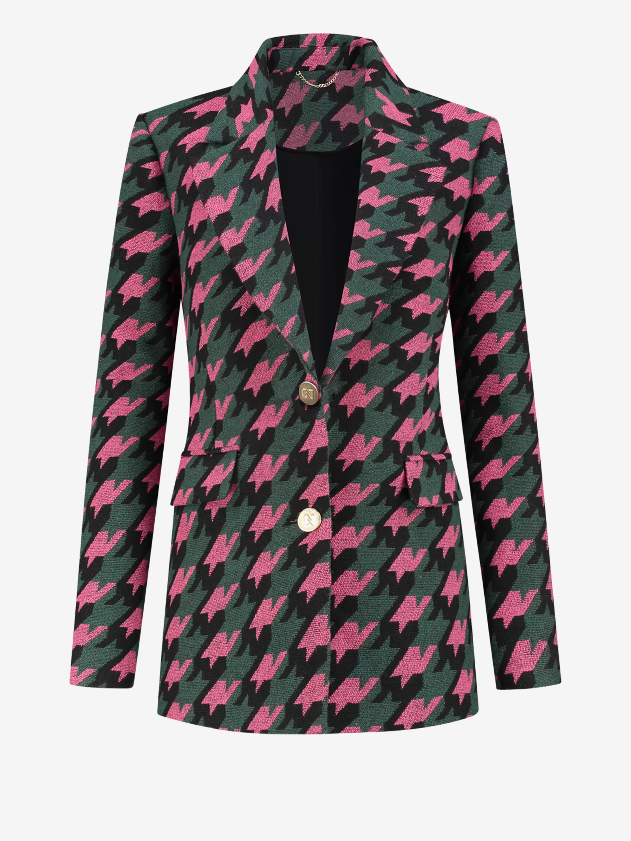 Clearance NIKKIE Pied-de-poule blazer Black/Raspberry Rose