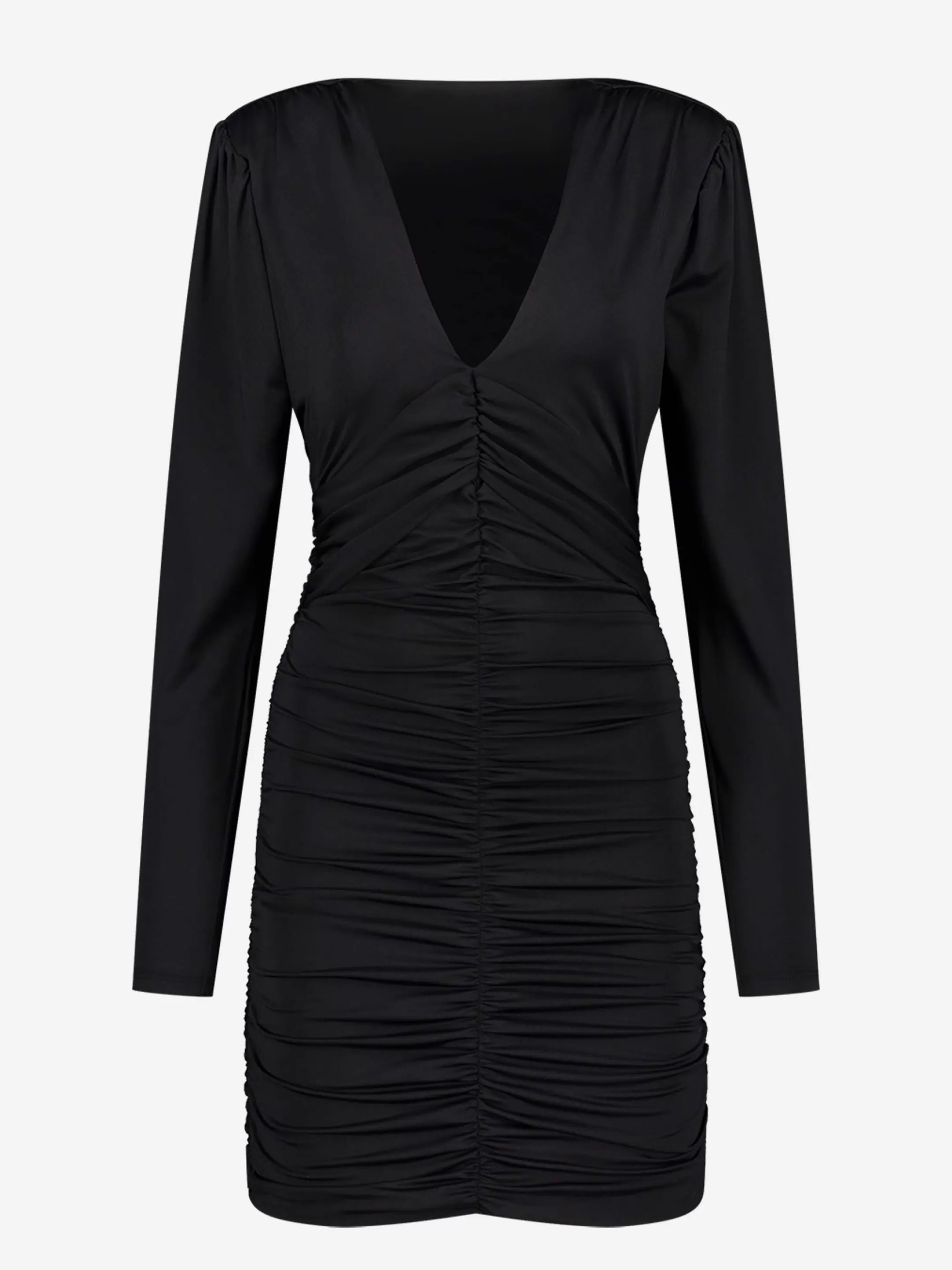 New NIKKIE Pleated dress with shoulderpads Black