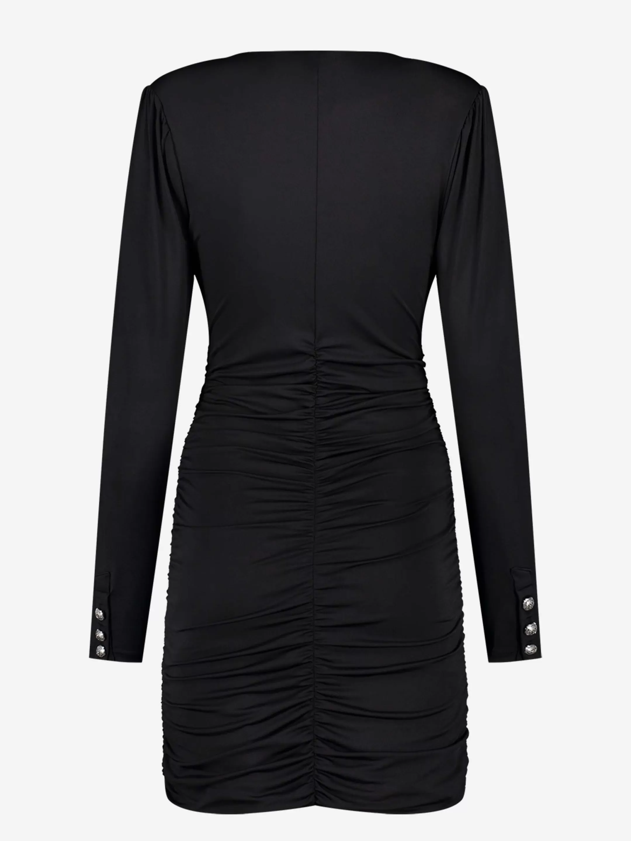 New NIKKIE Pleated dress with shoulderpads Black